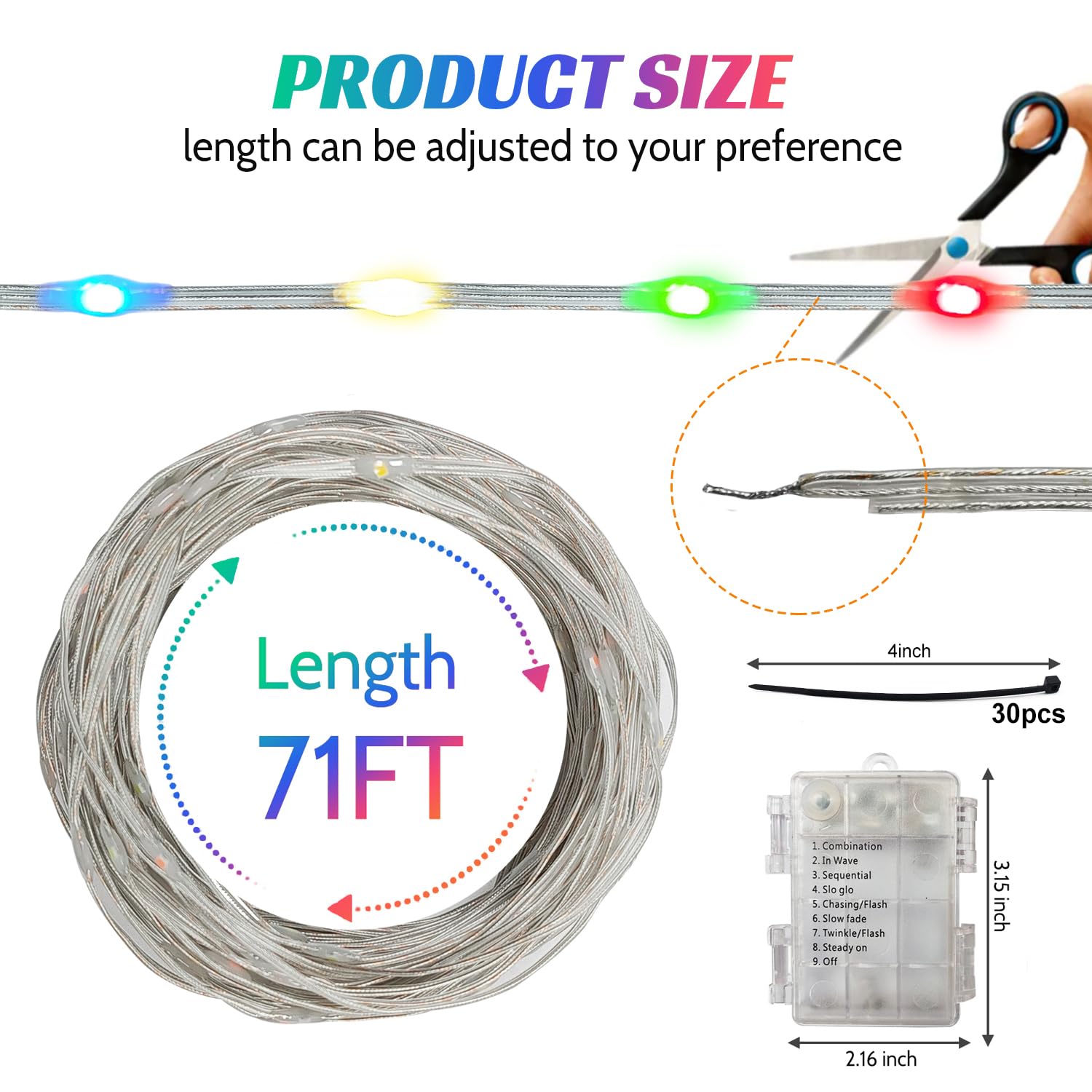 Steelway Lights For 16Ft Trampoline, 71Ft Battery Operated Lights Waterproof Outdoor, 200 Leds And 8 Modes Camping String Light, Adjustable Length Rope Light For 16Ft/15Ft/14Ft/12Ft Trampolines