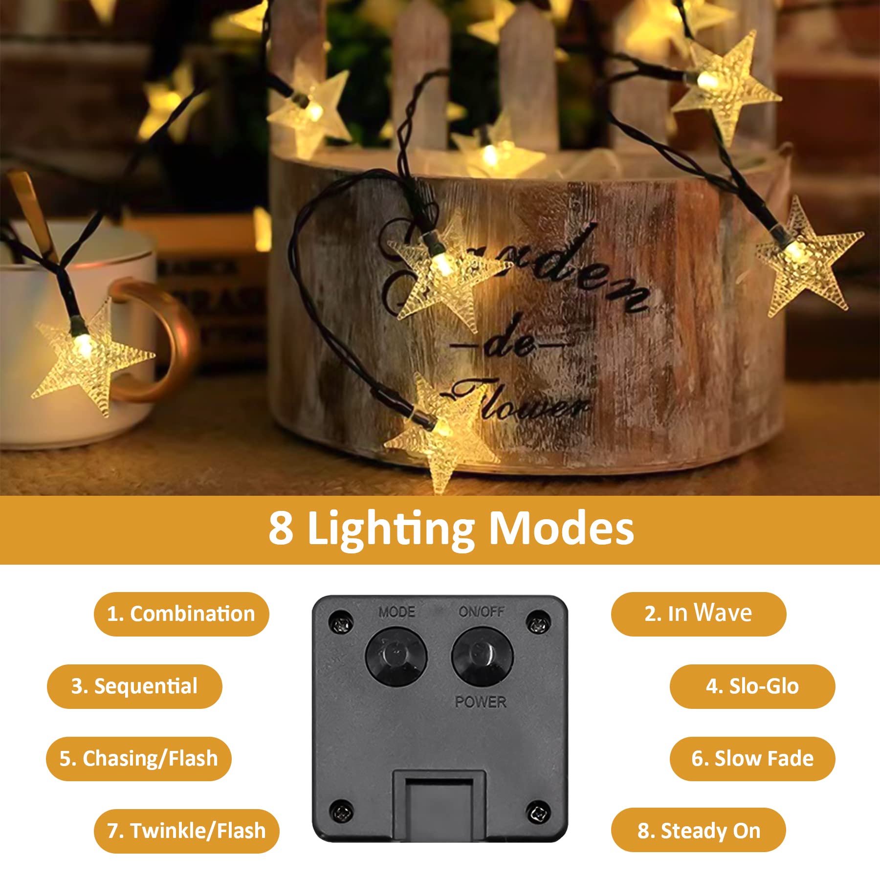 L Lampop Twinkle Solar Star String Lights Outdoor Waterproof Fairy Lights 39Ft 100 Led With 8 Lighting Modes For Camping Garden Wedding Party Tree Holidays Backyard Patio(Warm White)
