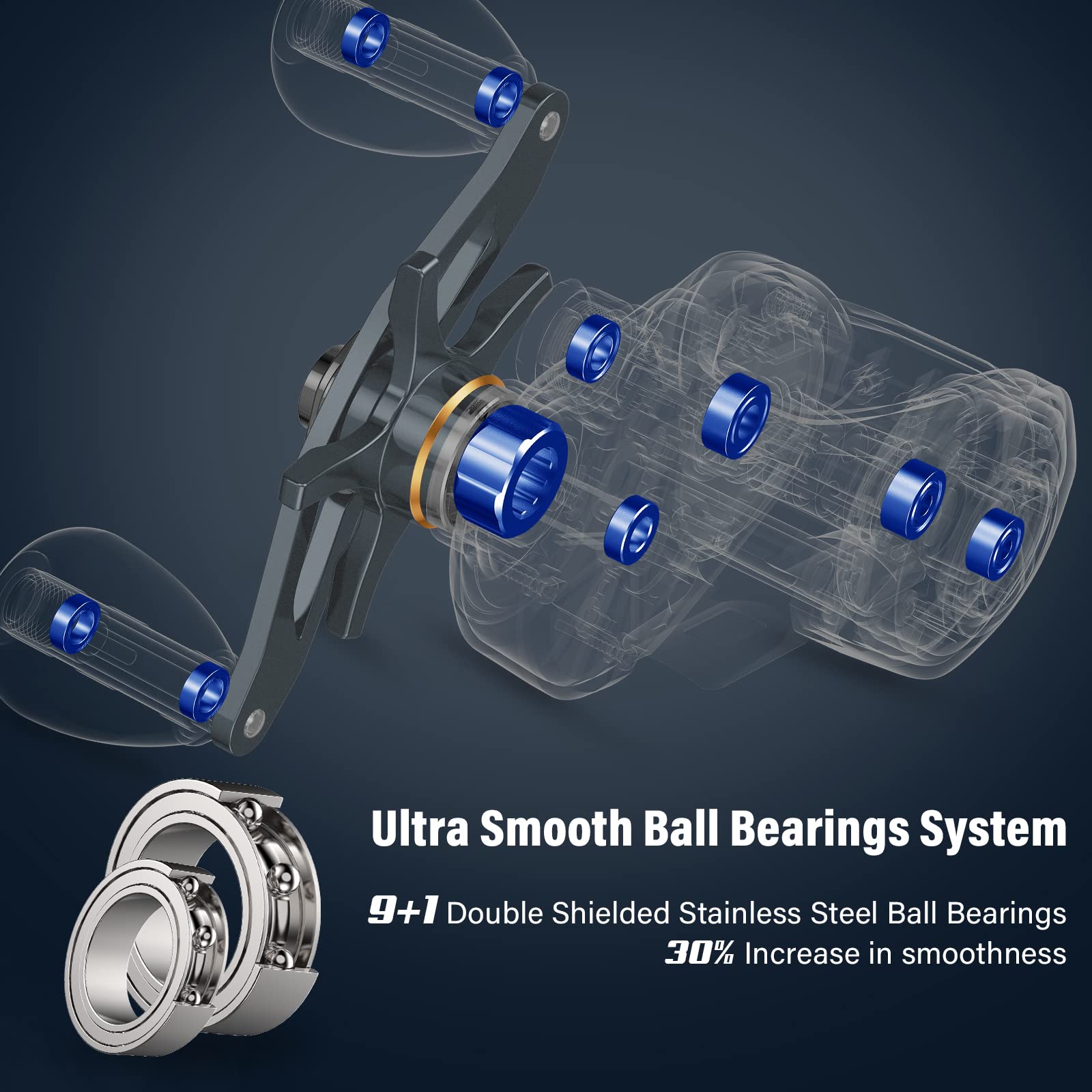 Tempo Resolute Low Profile Baitcasting Reels, Super Smooth Fishing Reel With 9+1 Bb, 20 Lbs Carbon Fiber Drag,6.7Oz Ultralight Baitcaster Reels,5.6:1/6.6:1/7.3:1 Gear Ratio Casting Reel