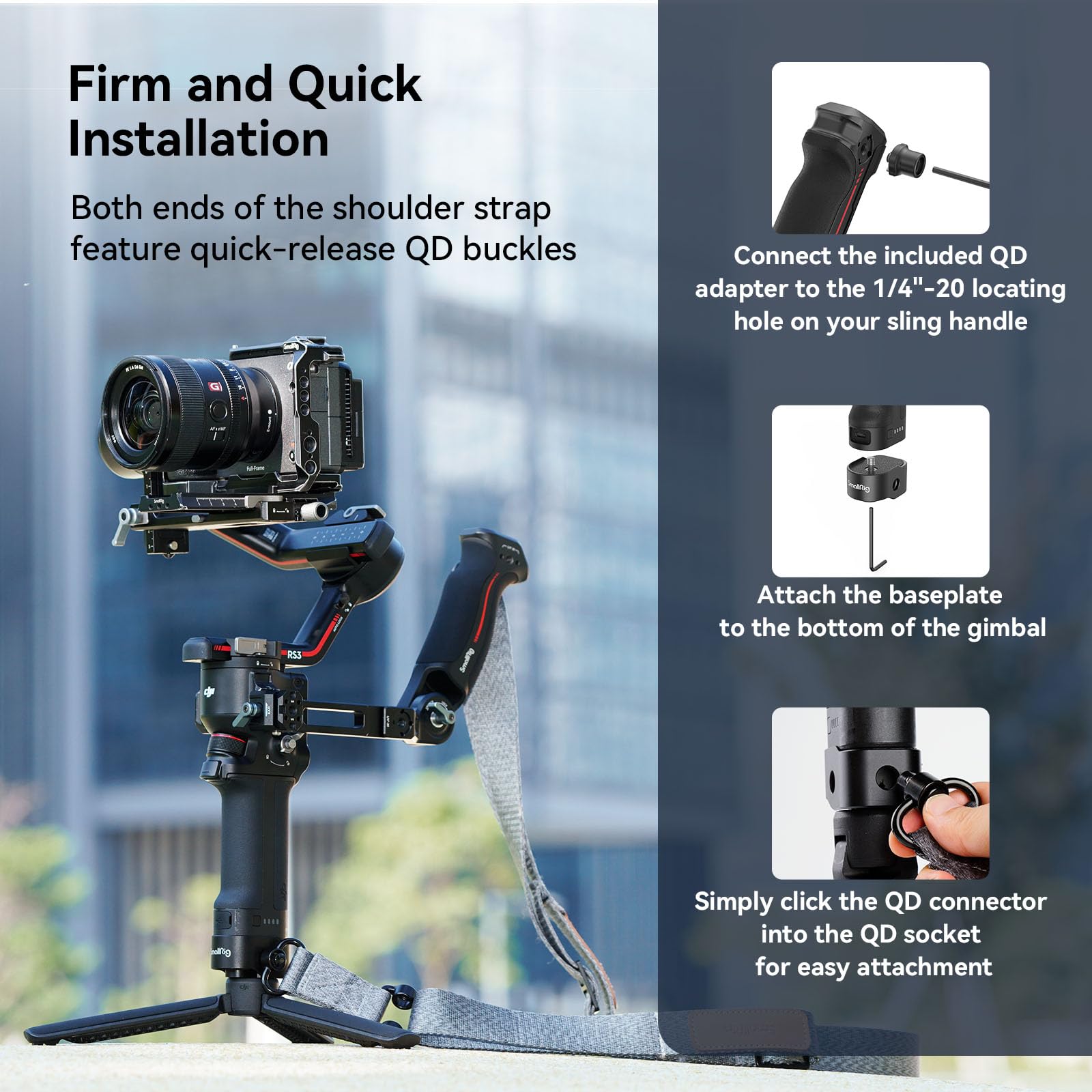 Smallrig Rs3 Rs2 Weight-Reducing Shoulder Strap Compatible With Sling Handle For Dji + Wrist Support For Dji Rs 4/Rs 4 Pro/Rs 3/Rs 3 Pro/Rs 2