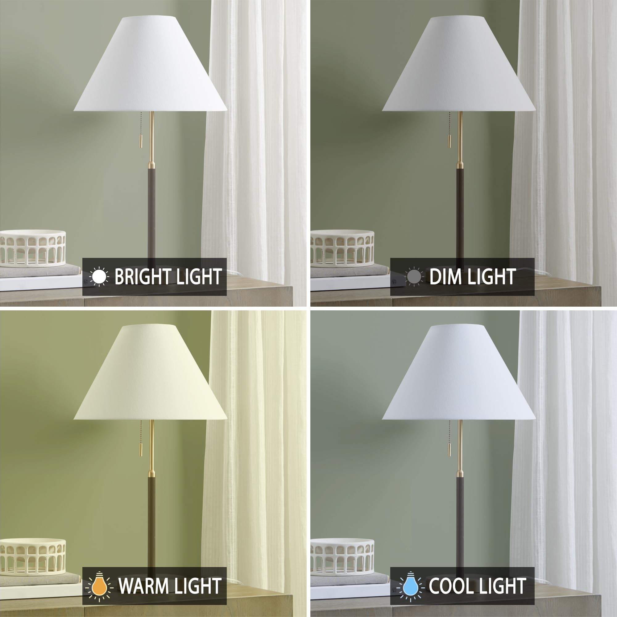 Ink+Ivy Table Lamp - Mid-Century Two-Tone Gold Nightstand Bedside Lamp, Chic Study Lamp, Clear Polarized Cord, Pull Chain Swtich, Bromley Lamp Décor Empire Fabric Shade, 23.5" H Gold/Brown