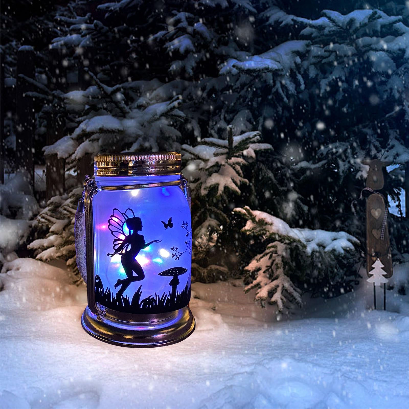Angmln Solar Fairy Lantern For Garden Decorations- 2 Pack Outdoor Fairies Night Lights Mothers Day  For Woman Mom Grandma, Hanging Lamp Frosted Glass Jar For Home Yard Patio Lawn Party Decor