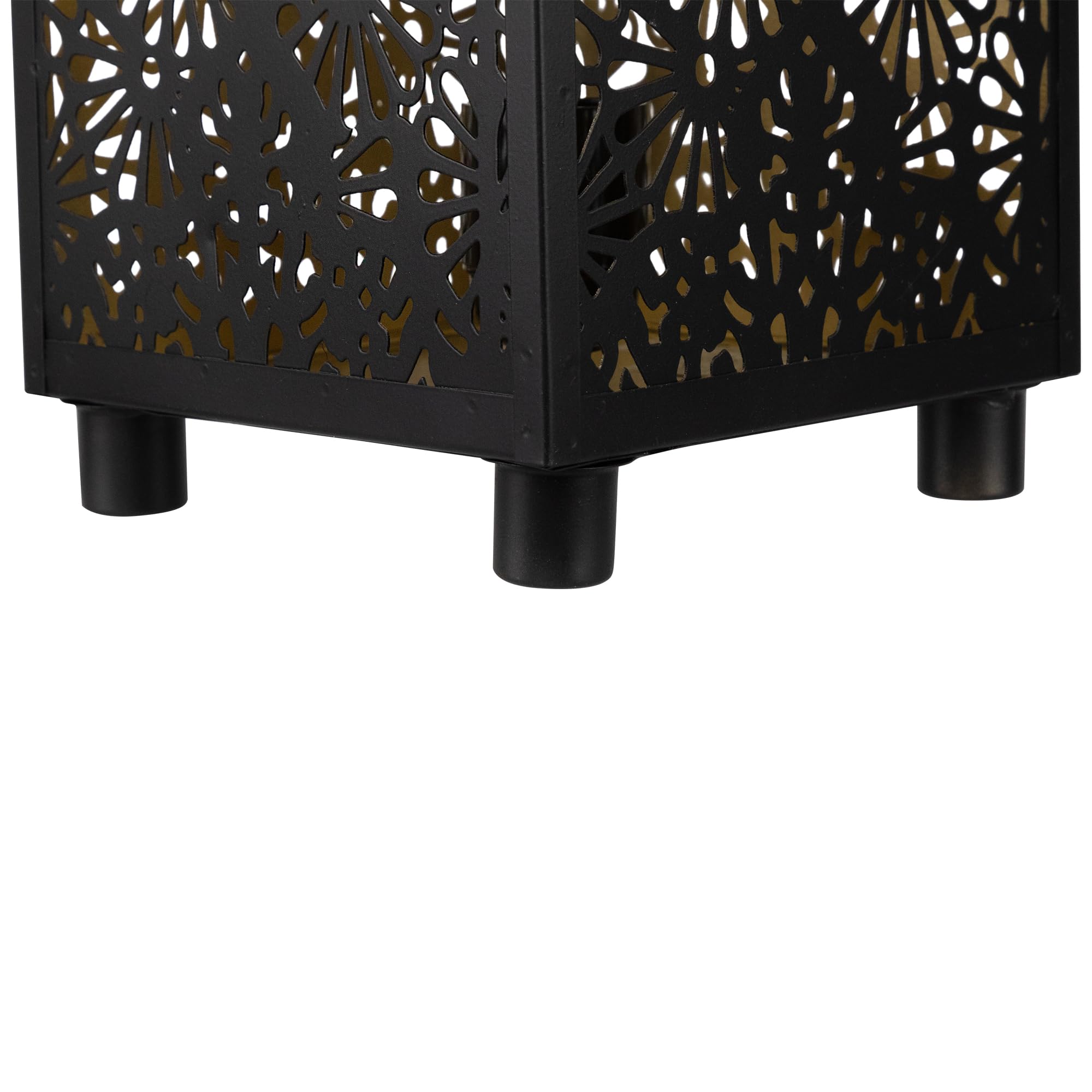 Northlight Floral Laser-Cut Iron Table Lamp - 11" - Black And Gold