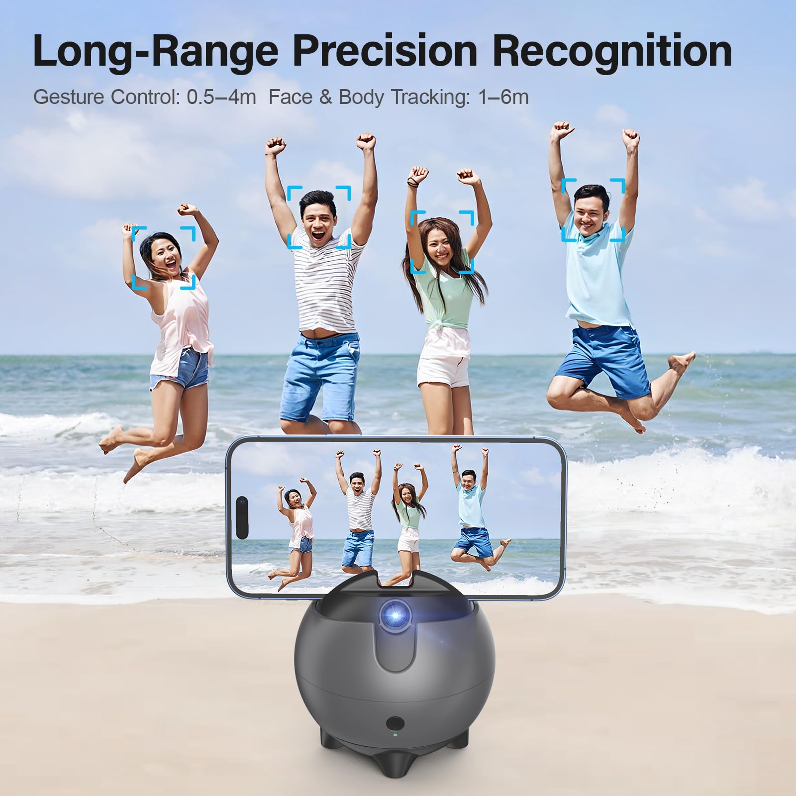 Kanisyoji Ai Auto Face Tracking Phone Holder,Latest s In ,Smart Pitch Angle Adjustment+360° Rotation,Auto Tracking Phone Stand,Tracking Tripod,Smart Shooting Stand For Live Video Recording Tiktok