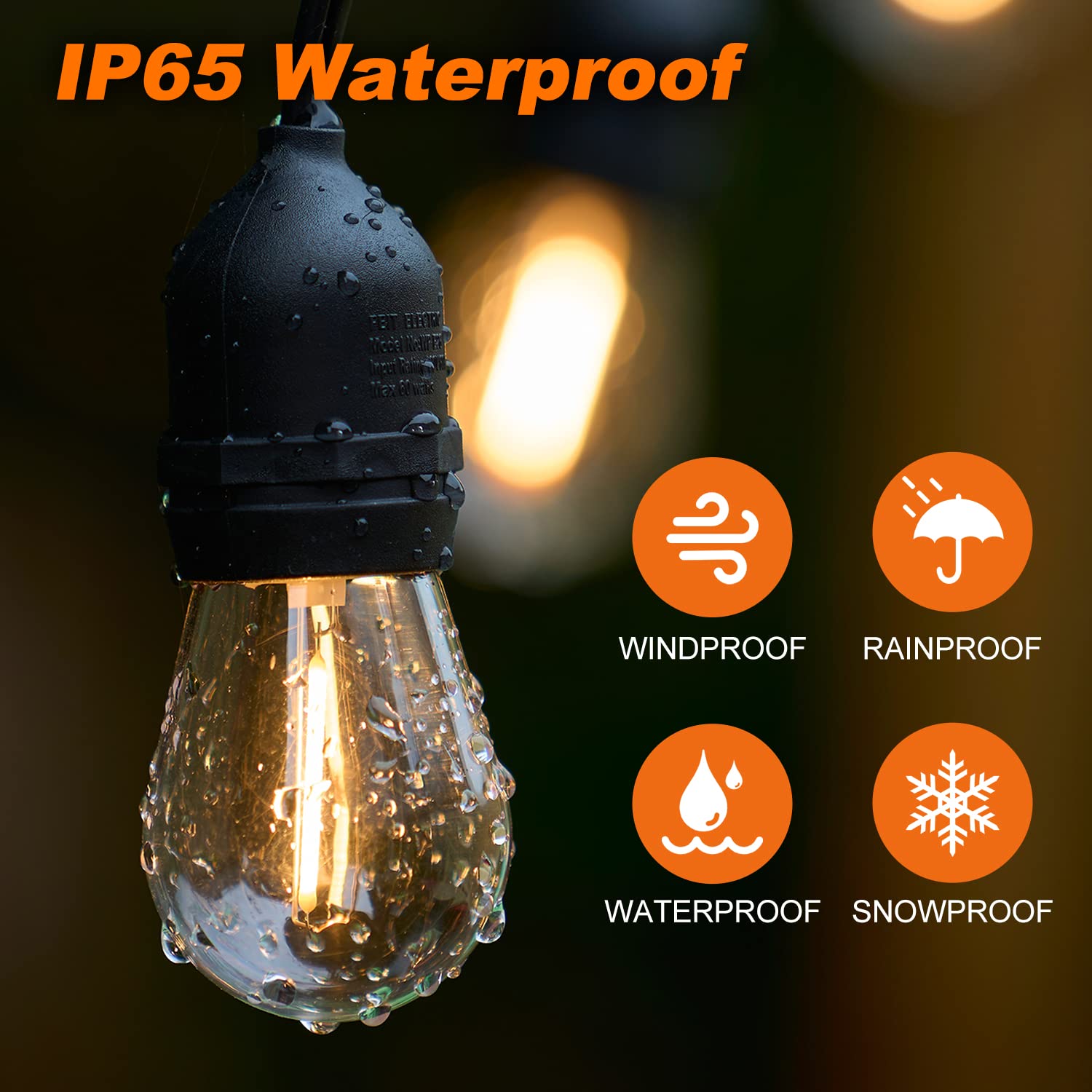 Tjoy 24 Pack Led S14 Replacement Light Bulbs,1 Watt Shatterproof & Waterproof For Outdoor String Lights, Warm White Edison Vintage Style, Equivalent To 11W Incandescent Bulbs, E26 Medium Screw Base