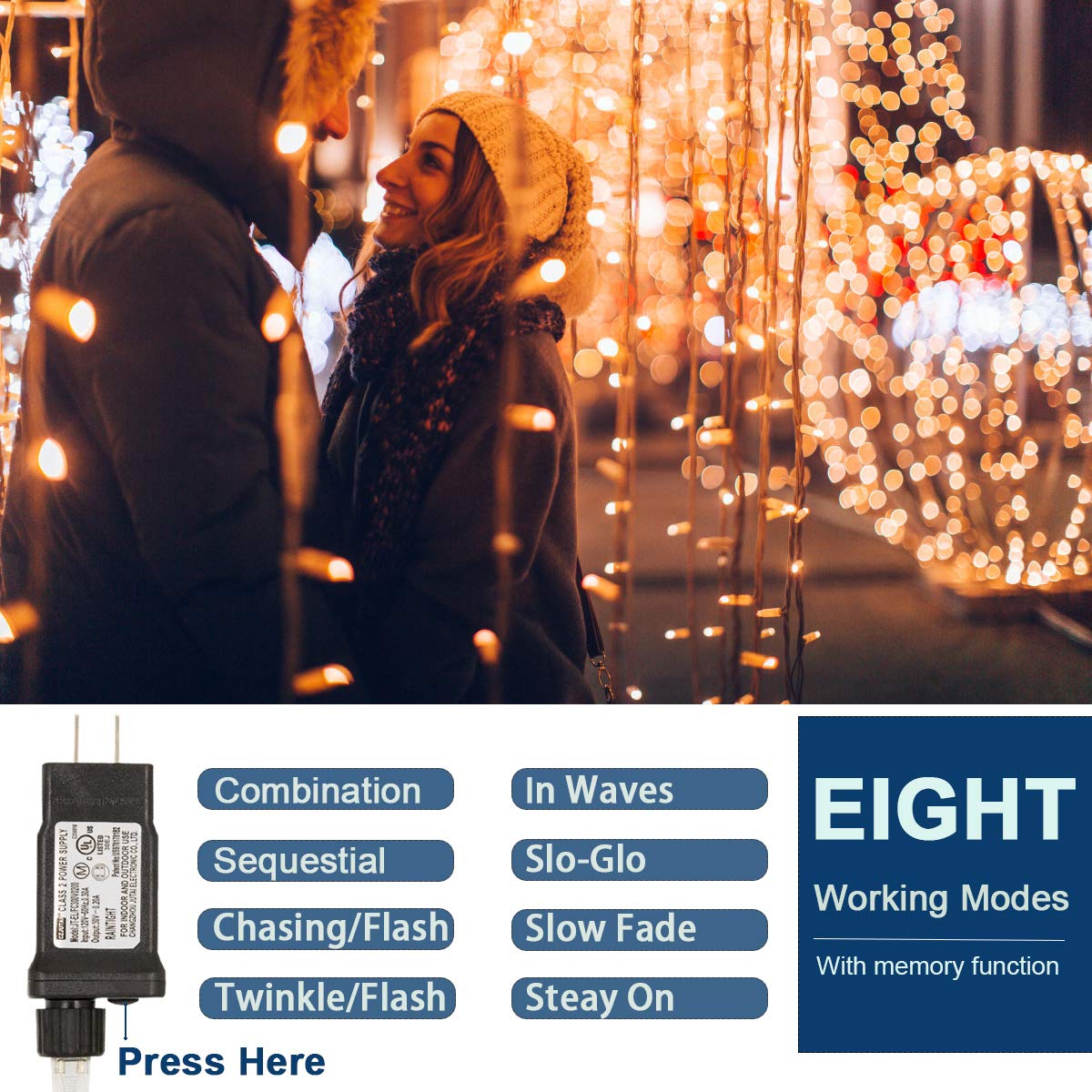 Decute 800 Led 272Ft Christmas String Lights - 8 Modes With Timer Function, Waterproof Fairy Lights For Christmas Tree, Party, Wedding, Yard, Garden, Indoor/Outdoor Decorations, Warm White