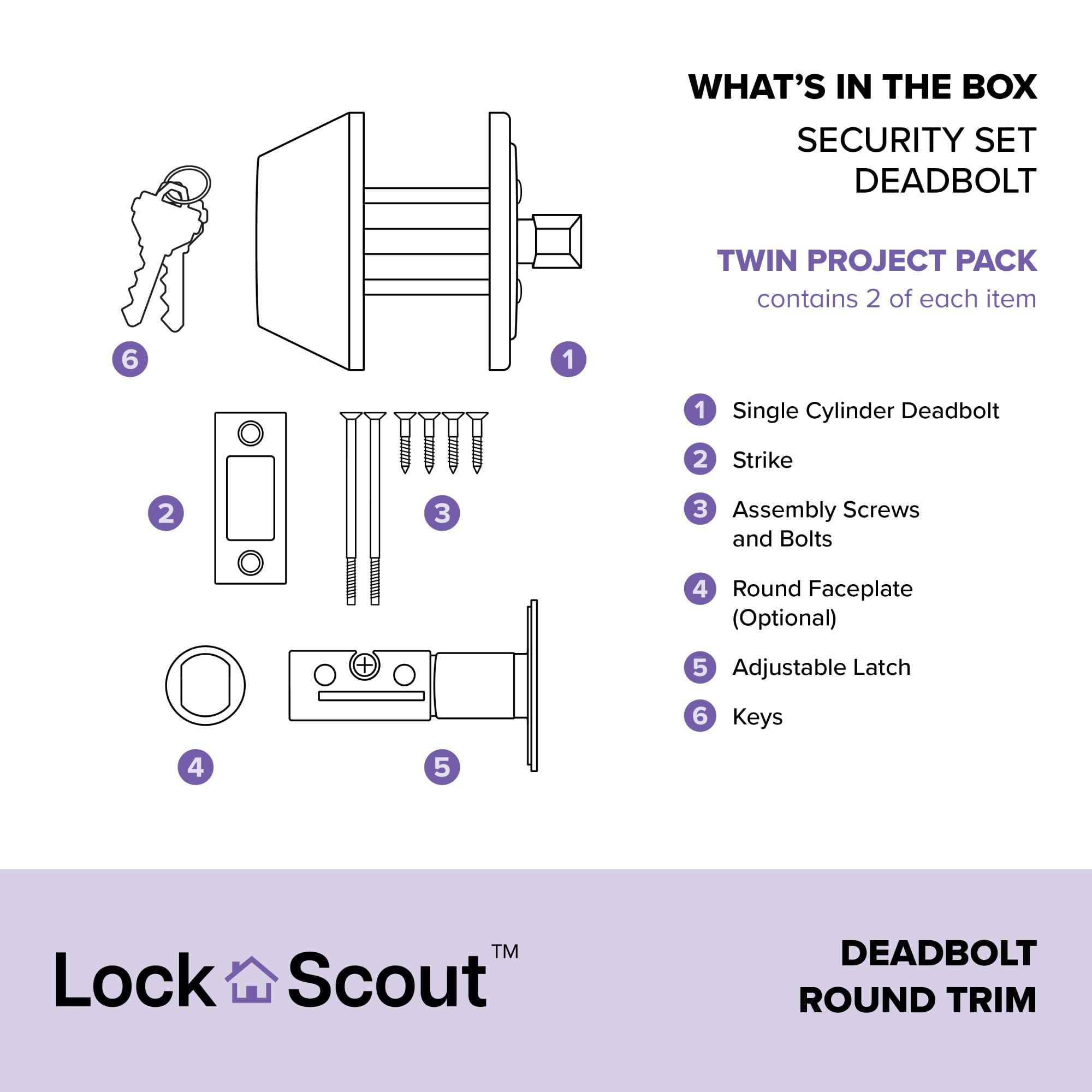 Lock Scout Deadbolt With Square Trim, Keyed 1 Side, Matte Black Finish