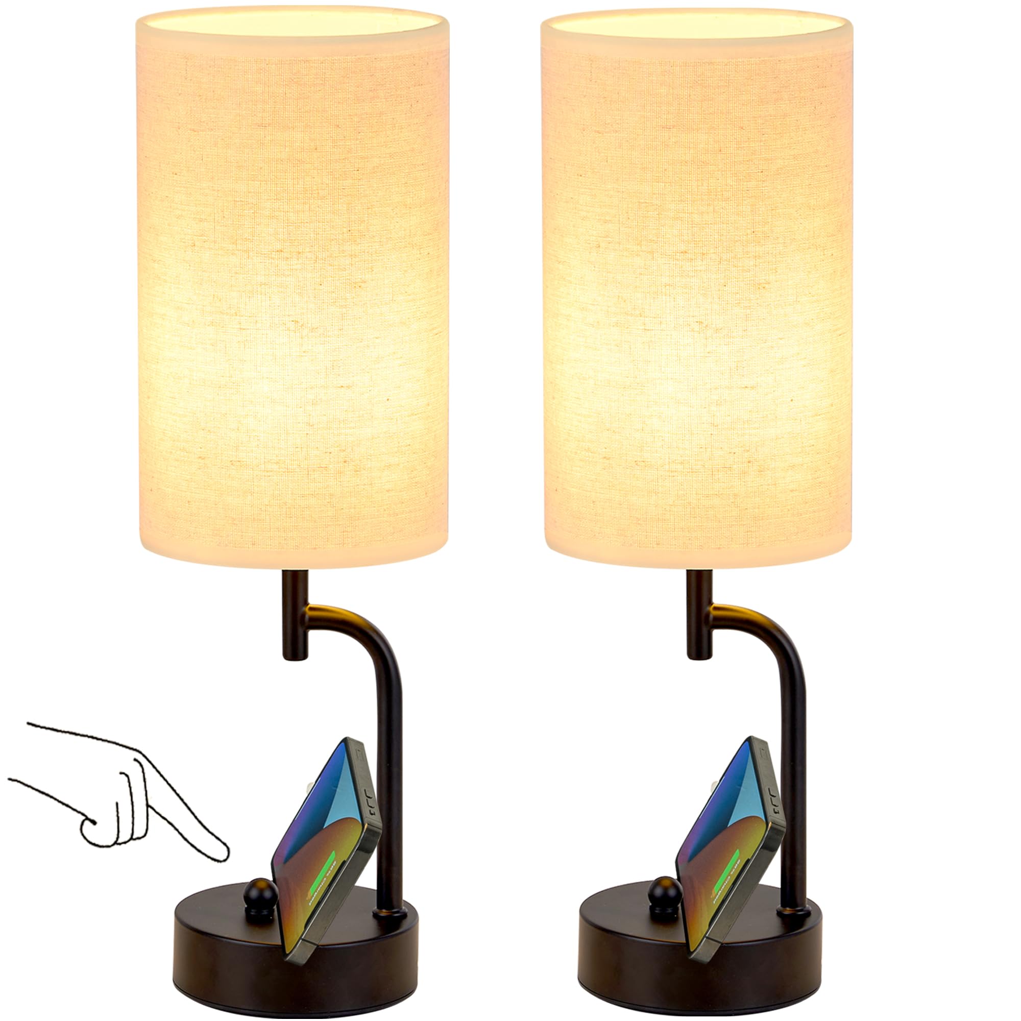 Dreamholder 2 Pack Cordless Bedside Table Lamp, 5000Mah Rechargeable Battery Operated Touch Desk Lamp, 3 Way&Stepless Dimmable Portable Nightstand Lamp For Bedroom/Office, Bulb Included, Black