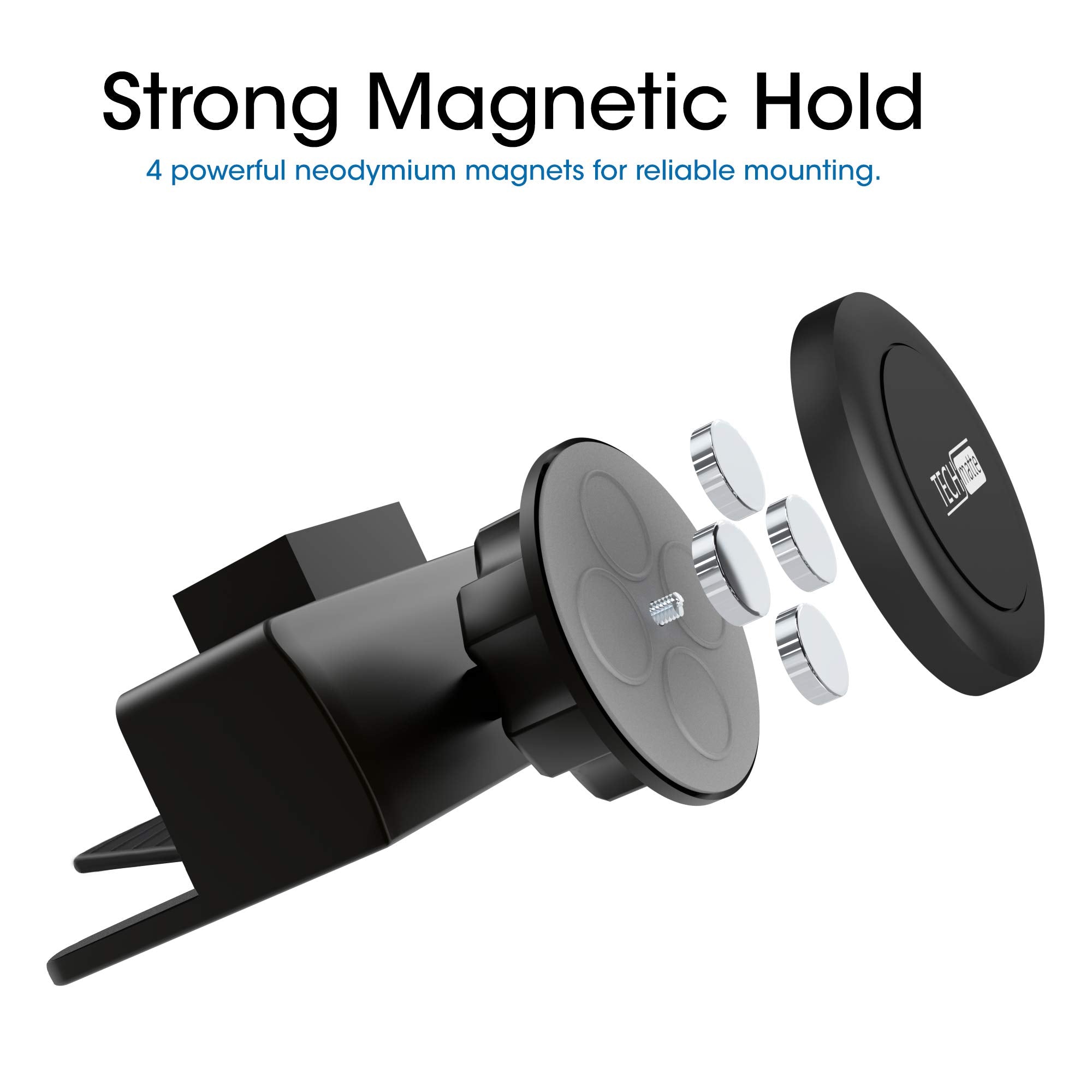 Techmatte Maggrip Universal Magnetic Cd Slot Mini Car Mount, Case Friendly Cd Slot Phone Holder Compatible With All Smartphone (1 Pack)