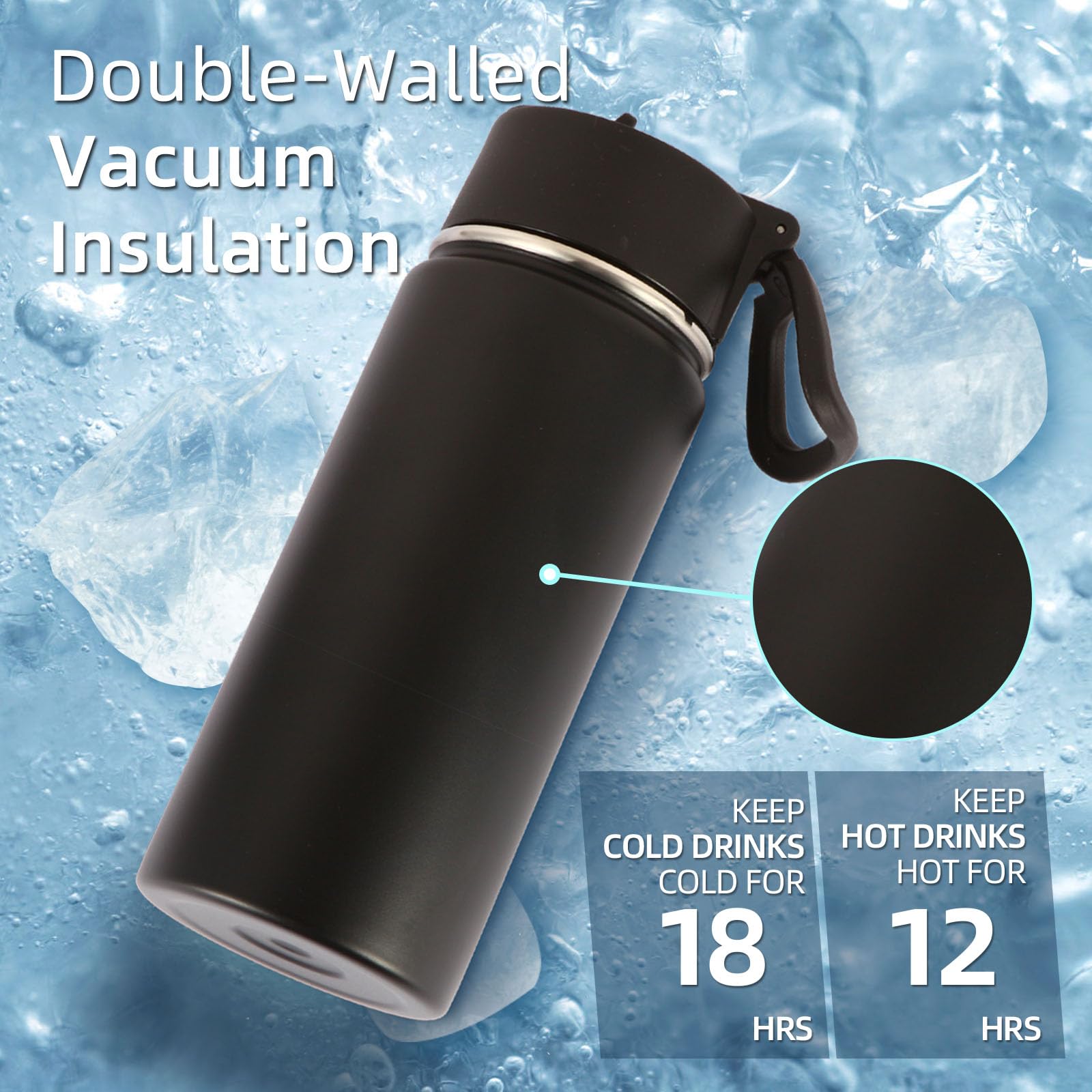 Volhoply 16 Oz Kids Water Bottle Bulk 4 Pack,Insulated Sports Bottles With Straw Lid,Stainless