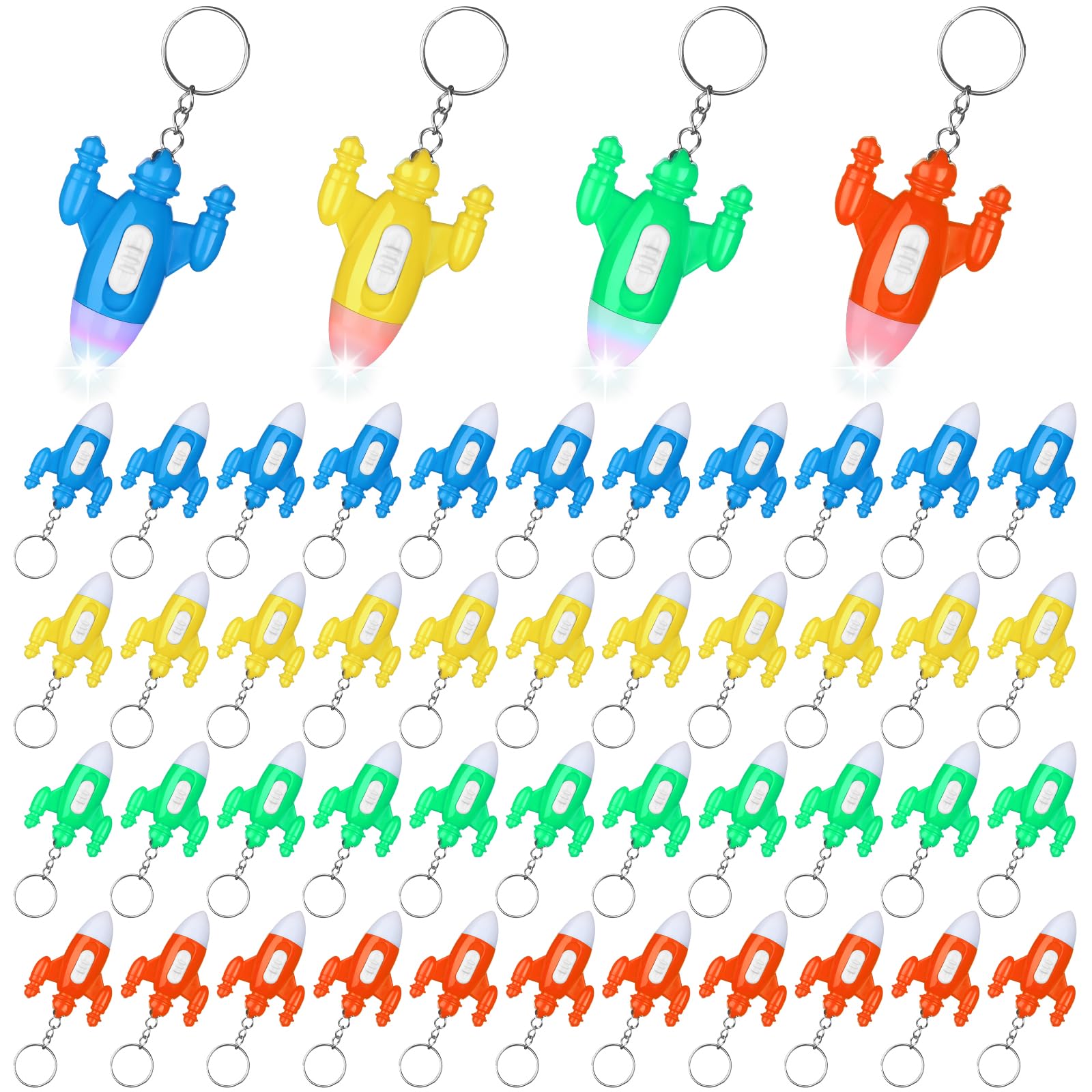 Oppaxf 48Pack Helicopter Mini Flashlight Keychain Rocket Led Flashlight Colorful Led Flashlight Small Flashlights For Kids Mini Led Flashlight Keychain, Airplane Key Ring Astronaut Party Favors(Airplane)