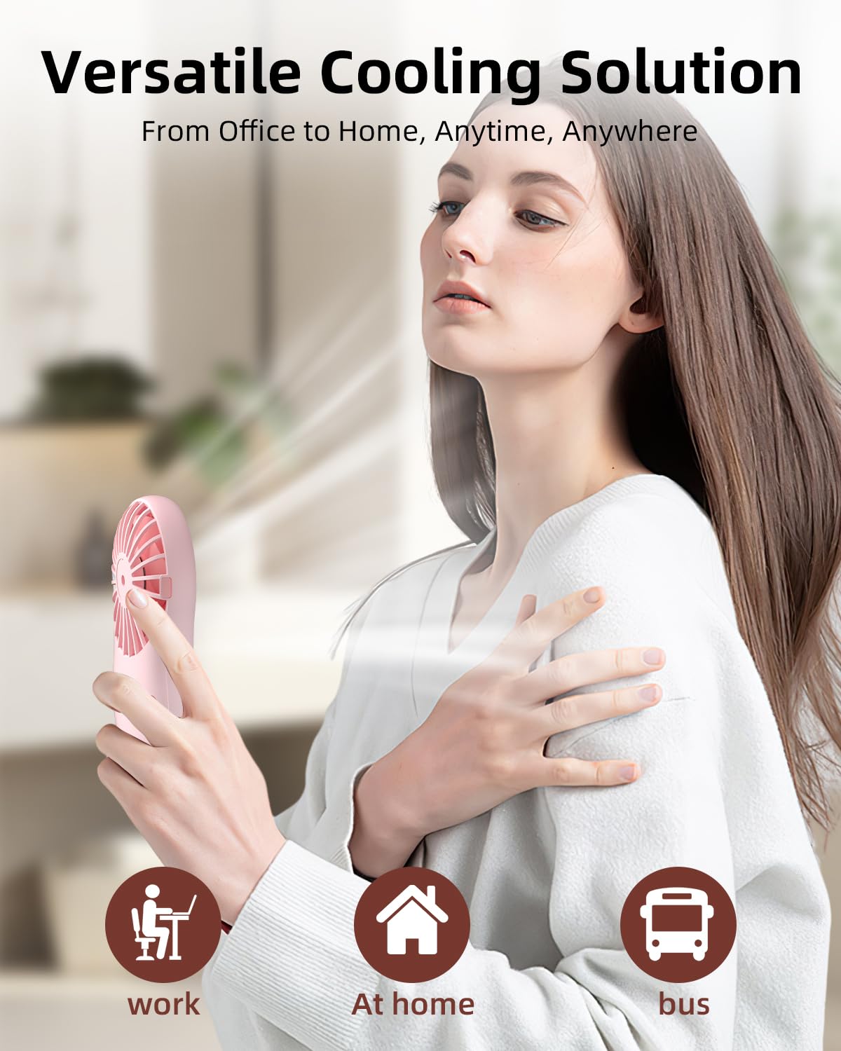 Frsara Portable Handheld Face Fan - 3-Speed, Usb-C Rechargeable Travel Fan, Ideal For Women, Pink
