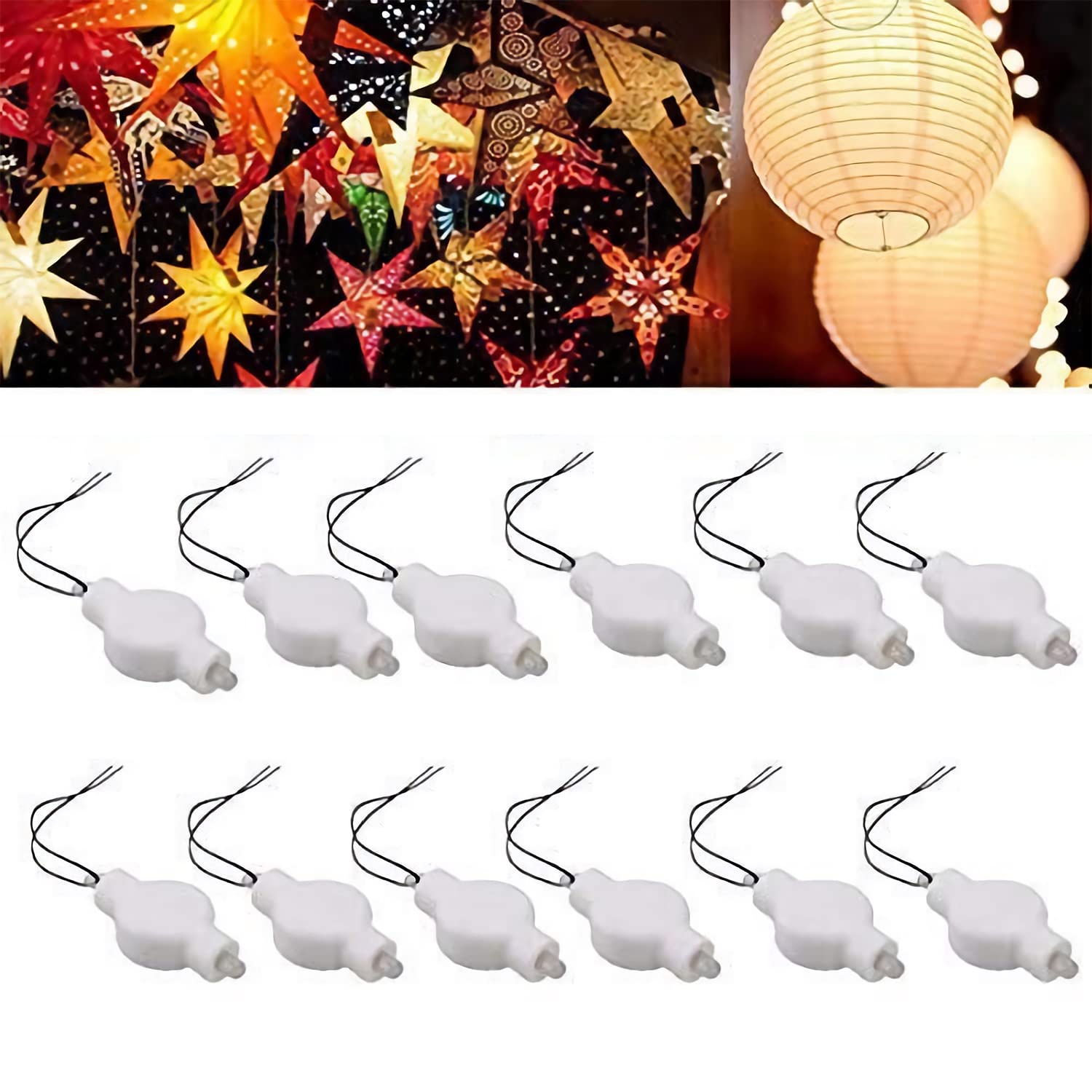 Loguide Paper Lantern Lights,Battery Operated Led Party Lights Bulbs For Paper Lantern Balloons Party Decoration, Waterproof - Warm White 12Pack