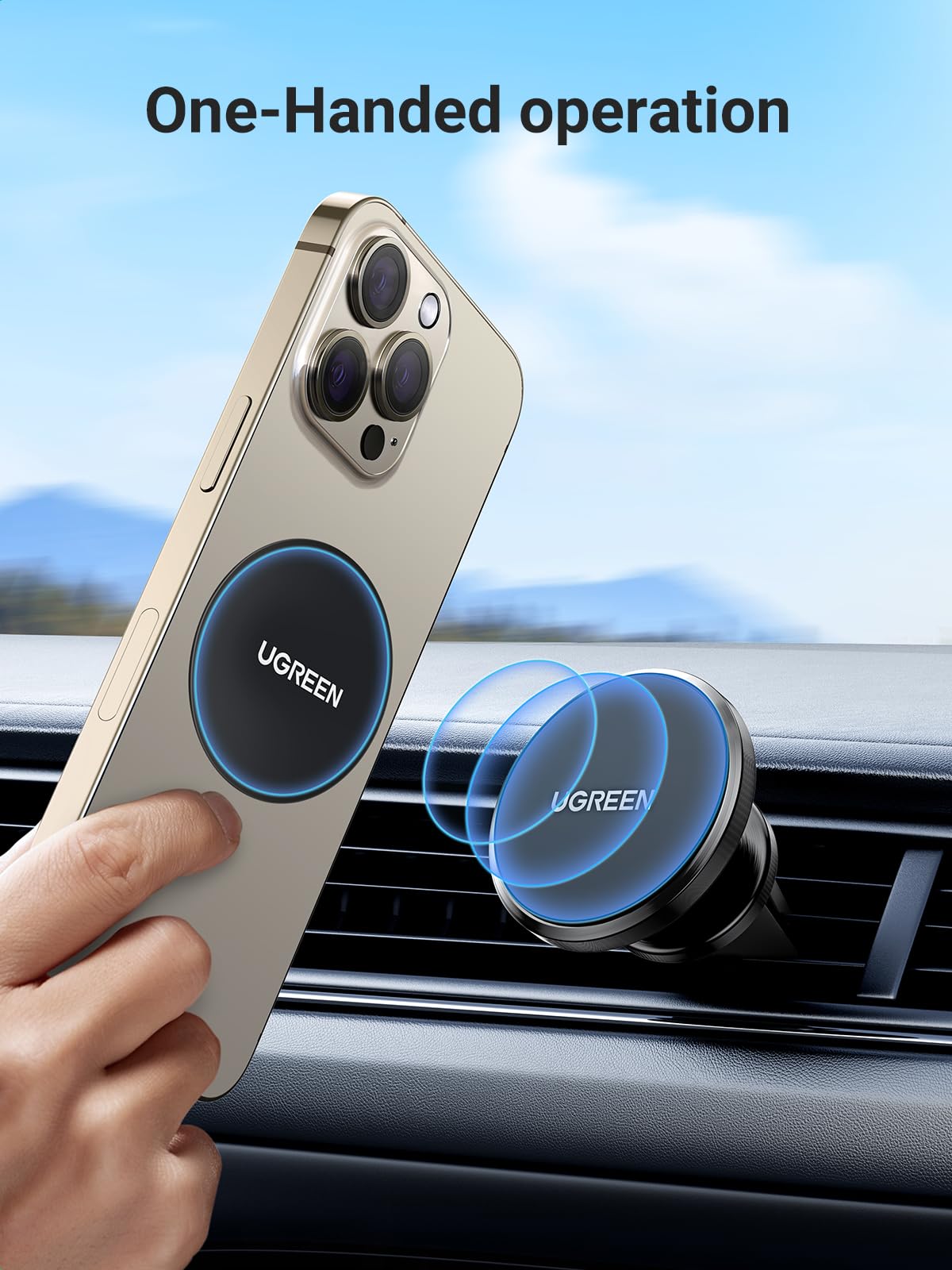 Ugreen Magnetic Phone Holder For Car Strong Magnet Cell Phone Mount Air Vent Compatible With Iphone 16 15 14 13 Pro Max Mini, Iphone 12 11 Plus Se Xs Xr 8 7 Smartphone, Black