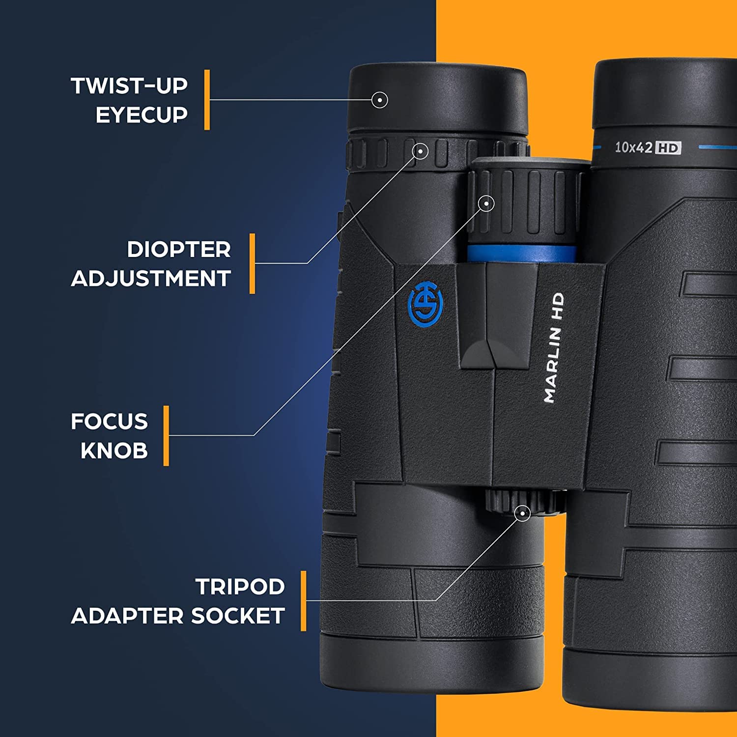 Trusted Sporting Optics Tso Marlin 10X42 Hd Roof Binoculars With Eye Relief For Adults And Kids, Waterproof, High-Powered Binoculars For Birdwatching, Whale Watching