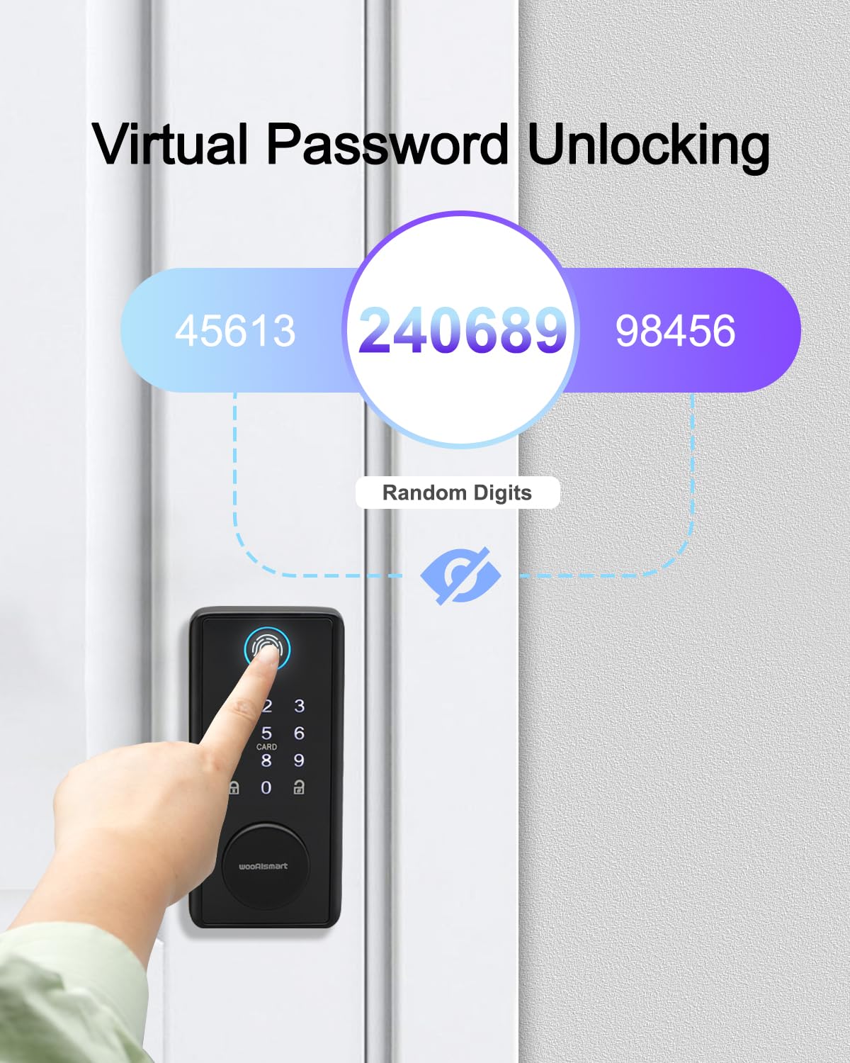 Wooaismart Smart Keyless Entry Door Lock With Biometric Fingerprint & Touchscreen Keypad – Auto-Lock, One-Time Guest Codes, Keypad Deadbolt, One-Touch Locking, App Control, Matte Black Finish