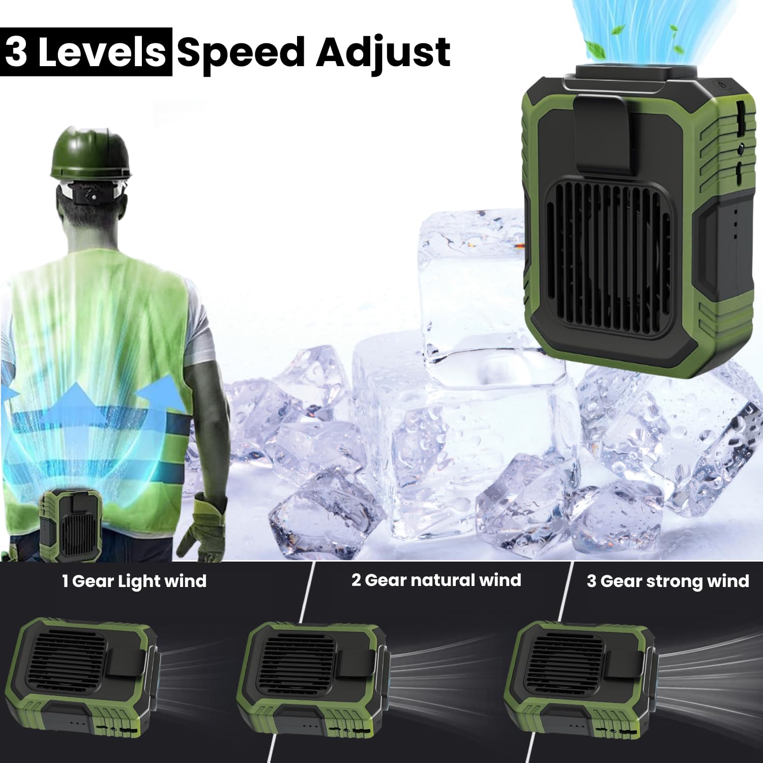 Portable waist fan for men gadgets mini fan that blows strong cold air