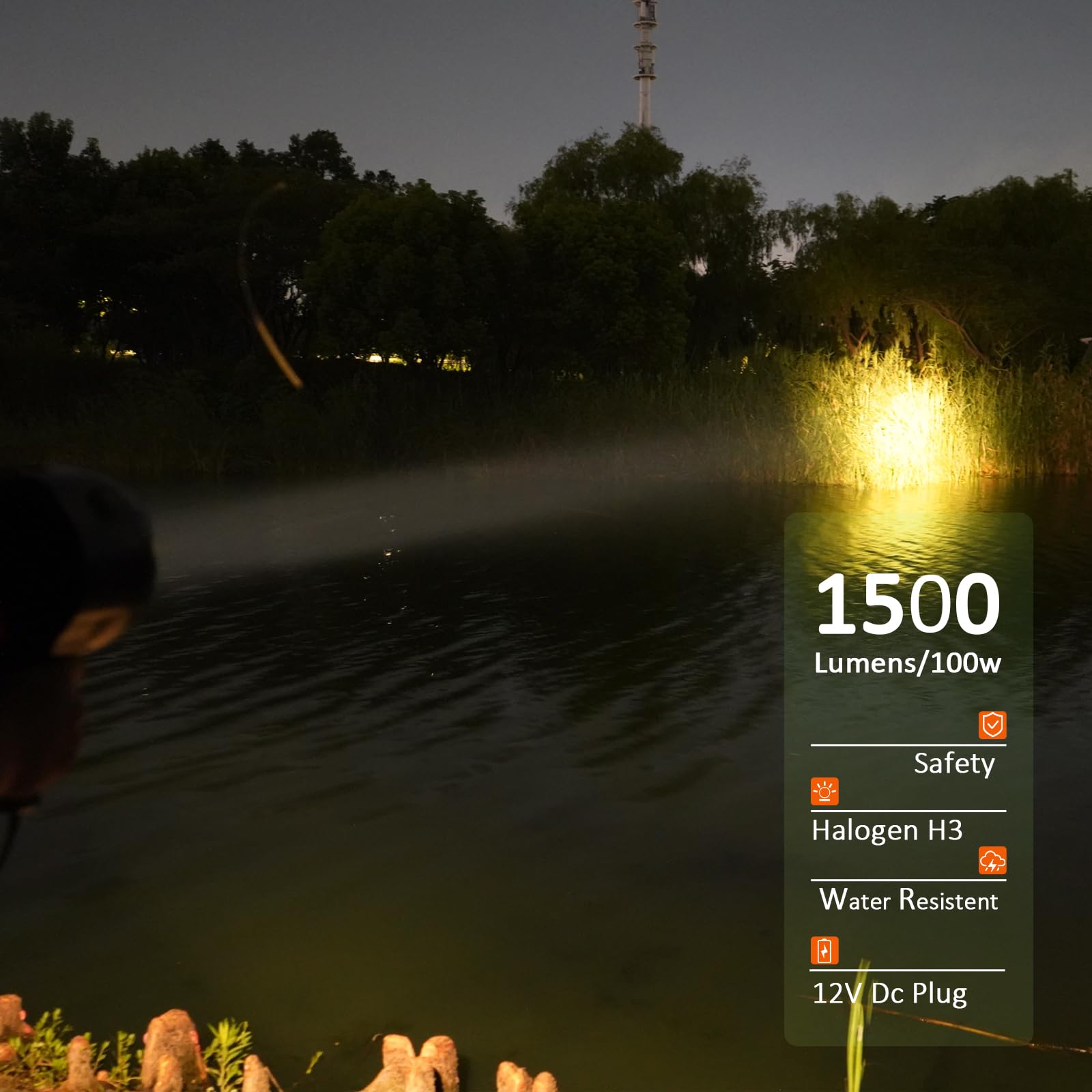 Litmann Pro Handheld Spotlight 1500 Lumens 12V Plug Spot Light Led For Boat Camping Flashlight Hunting Spotlight Car Spotlight Marine Flashlight