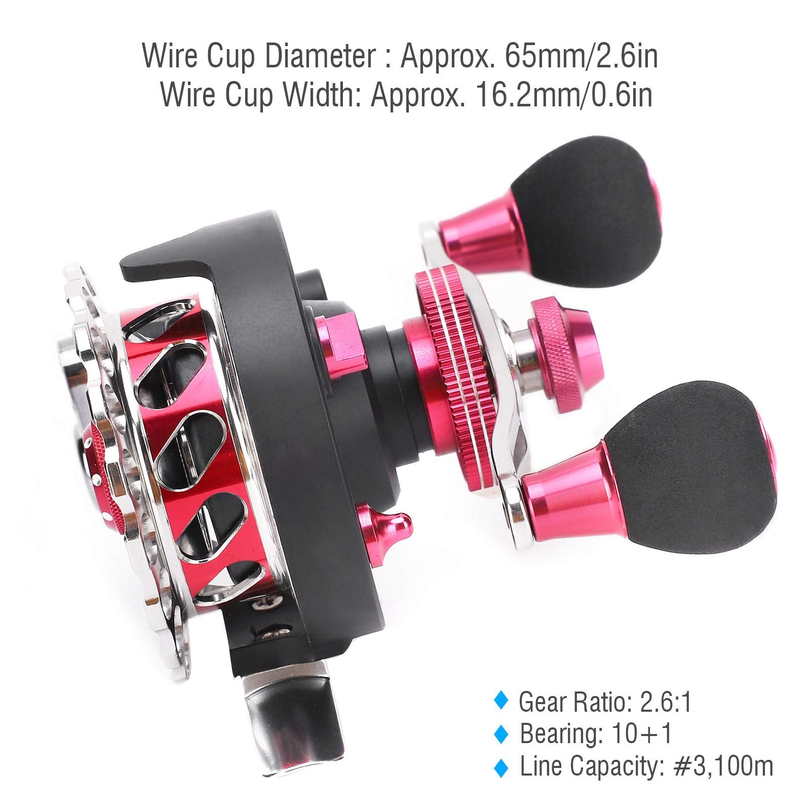 Dilwe Fishing Reels Wheel,Portable High Strength Fishing Reels 10+1 Bb 2.6:1 Gear Ratio Fishing Raft Wheel Fishing Accessory(Left Hand Type)