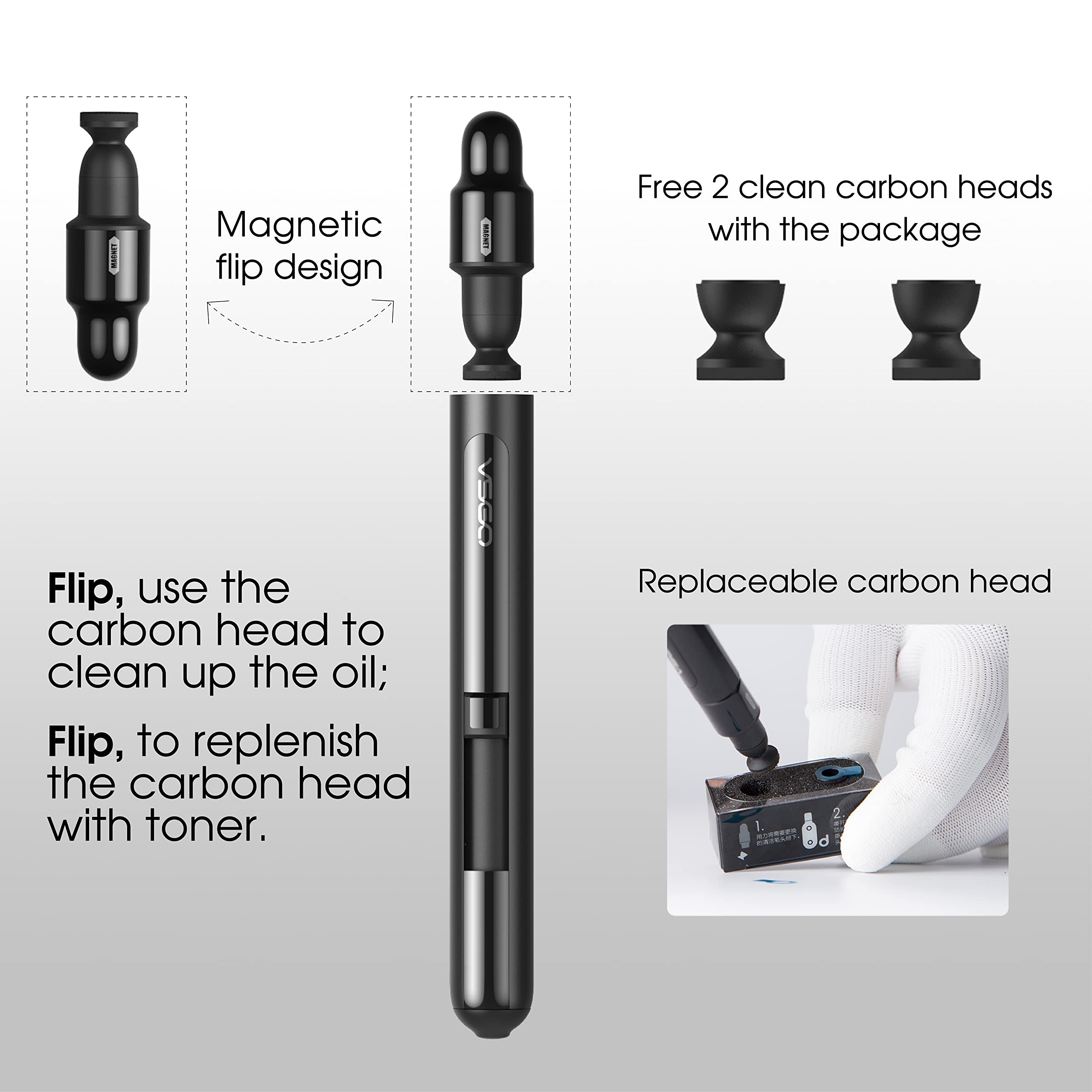 Vsgo Lens Cleaning Pen With Power Switch – Compatible With Canon, Nikon, Sony Cameras, Binoculars, And Ar/Vr Glasses – Includes 2 Replaceable Carbon Tips (V-P03E)