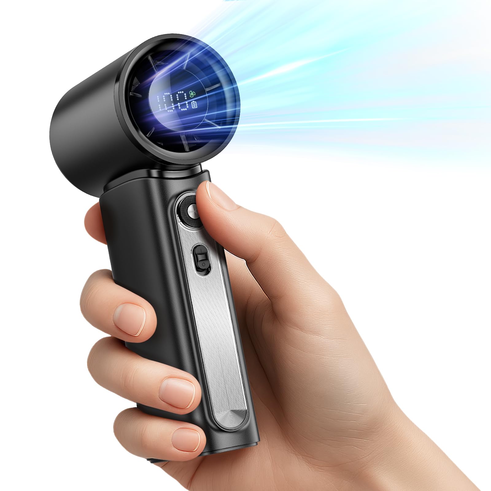 Koonie 19000 Rpm High Speed Portable Handheld Fan,100 Speeds Mini Turbo Fan, 3600Mah, 12H Max - Koospark