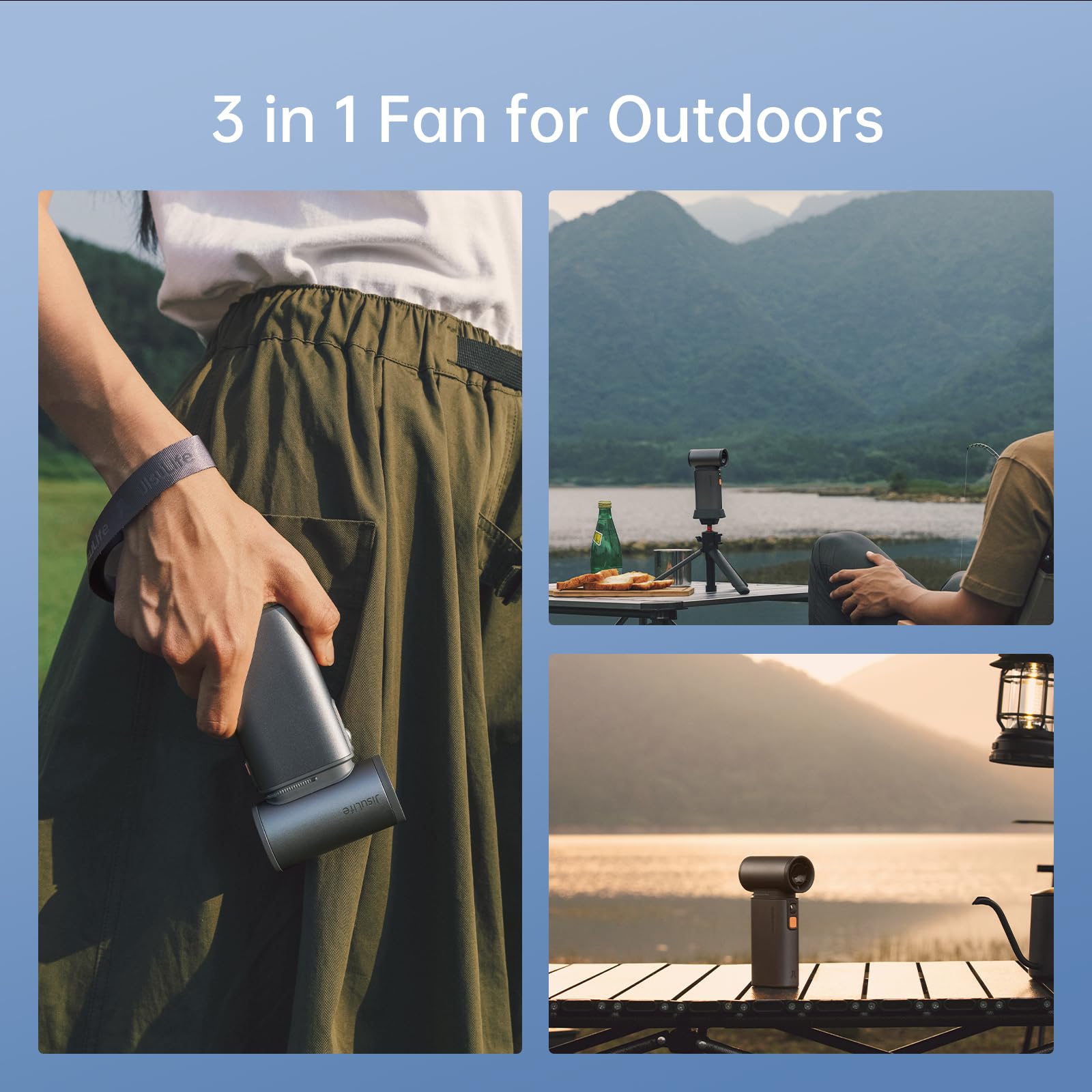 Jisulife Portable Handheld Turbo Fan, 100 Speeds Adjustable Mini Personal Fan, 9000Mah Usb