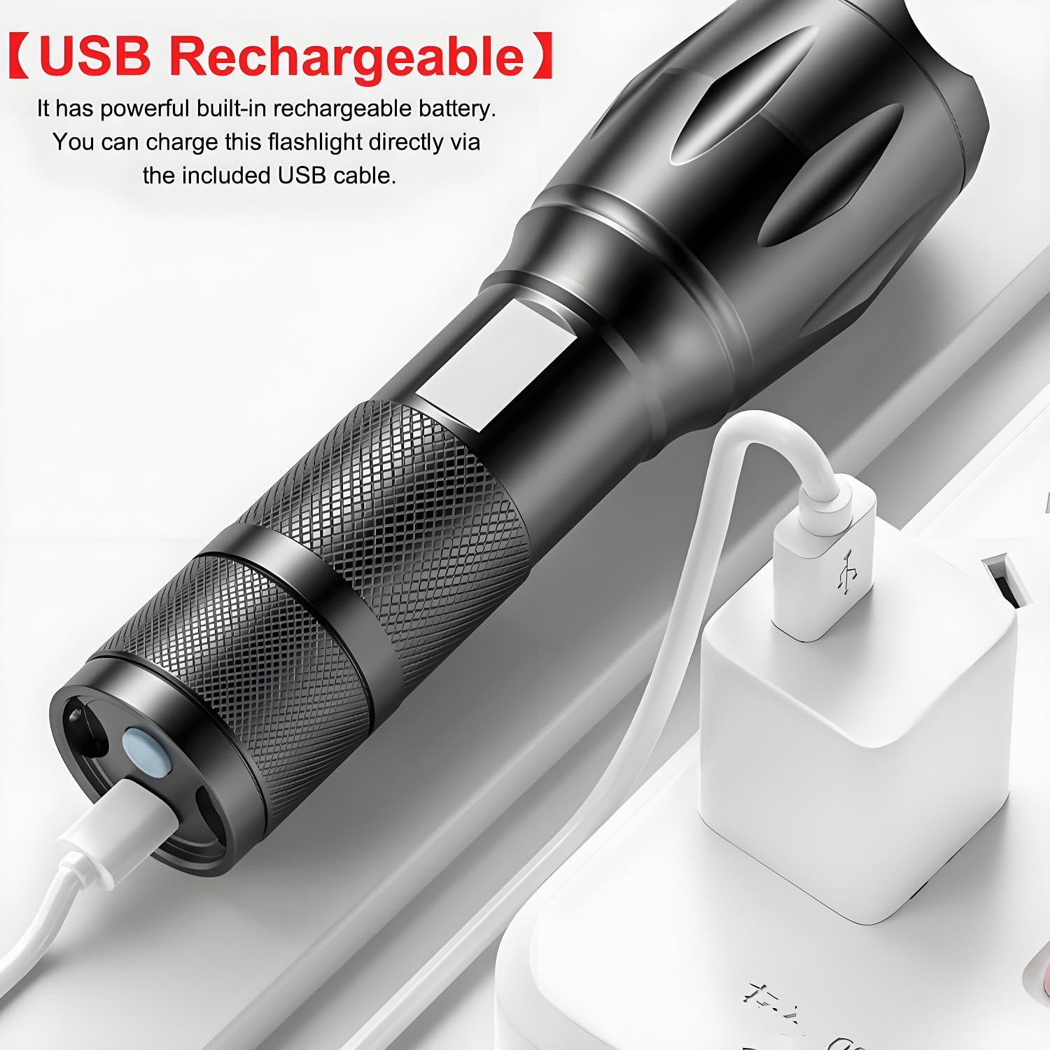 Mviocs 4-In-1 Red Rechargeable Flashlight - Multi-Color Led (White/Red/Blue/Green) Torch With 4 Modes, High Lumens Zoomable Flashlight For Camping, Observation, Emergency & Outdoor Adventures
