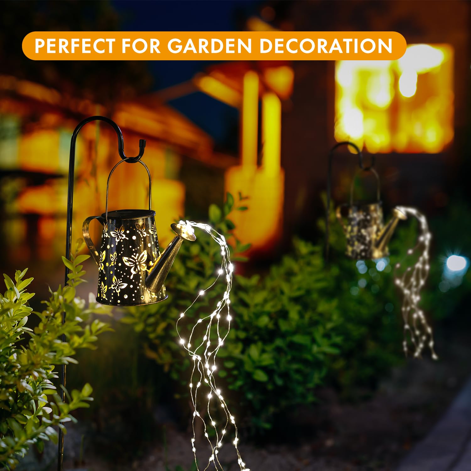 Twinkle Star Solar Watering Can Lights, Outdoor Solar Yard Garden Decorations, Waterproof 90 Led Butterfly Hanging Solar Lantern Lights For Outside Patio Lawn Decor,  For Mom Grandma Women