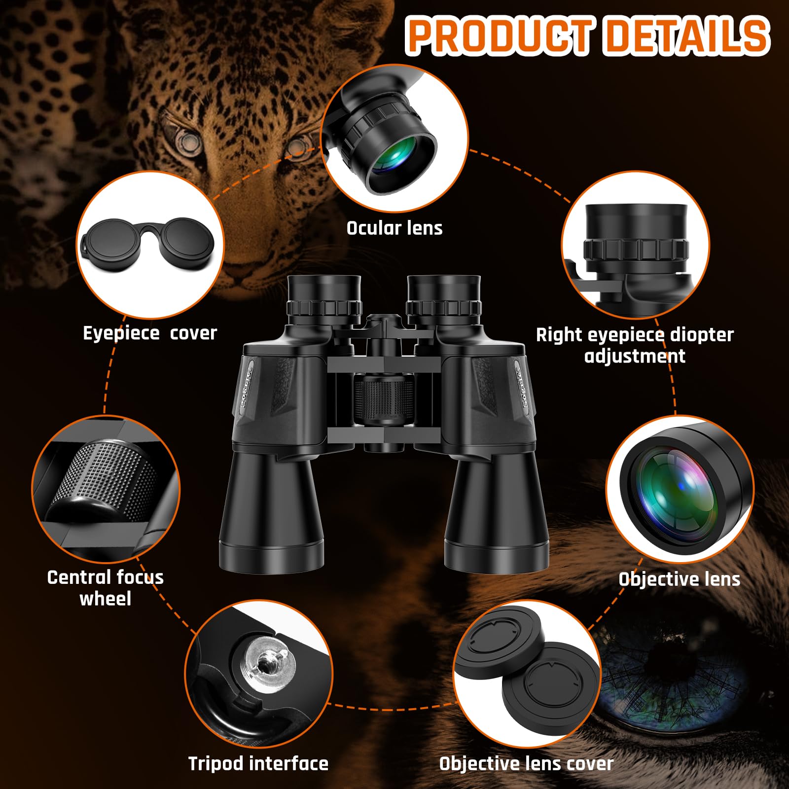 Sogries 20X50 High Power Binoculars For Adults With Low Light Night Vision,Military Compact Hd Professional/Daily Waterproof Binoculars For Bird Watching Hunting/Traveling/Outdoor…
