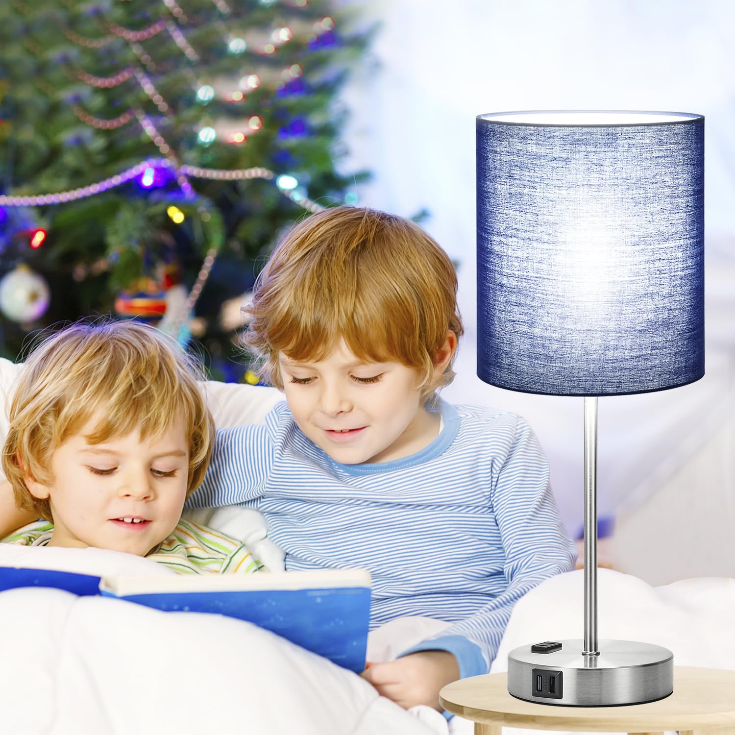 Lynnoland Set Of 2 Touch Control Table Lamps With 2 Usb & Ac Outlet, 3-Way Dimmable Bedside Nightstand Lamps For Bedroom Living Room Nursery, 800 Lumens 5000K Daylight Bulbs Included
