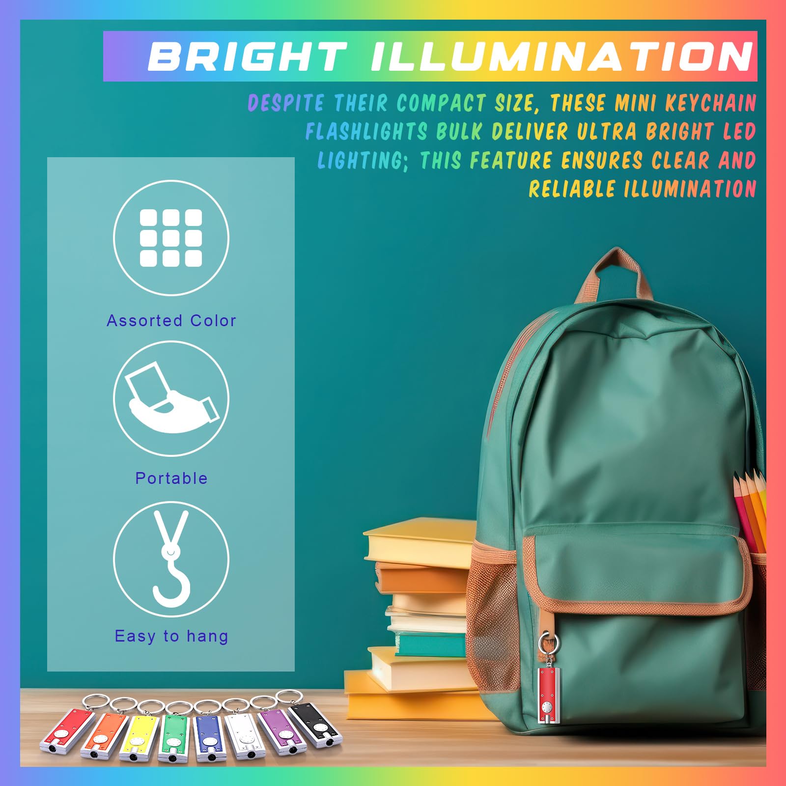 Glooglitter 8 Pcs Mini Keychain Flashlight Led Keychain Light Bulk Small Flashlight For Outdoor Camping Hiking Equipment And Emergency (Multicolor)