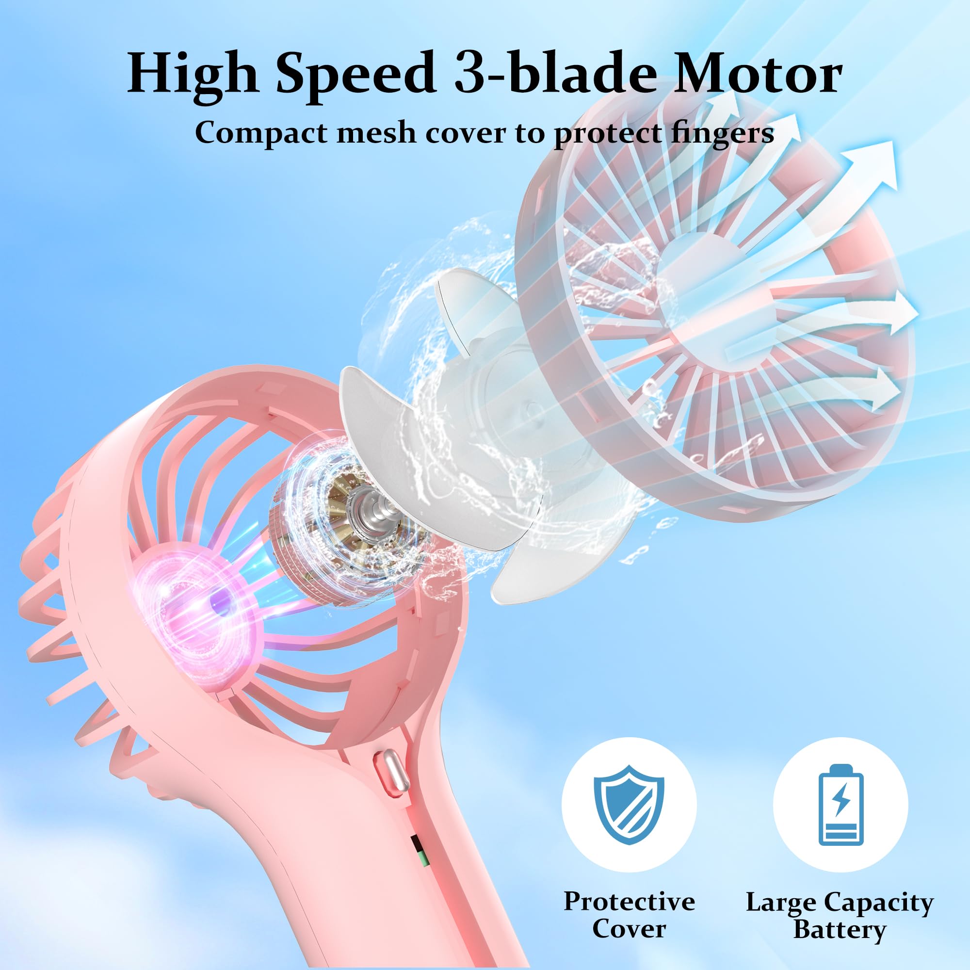 Mini Personal Fan Handheld, Small Portable Handheld Fan, Battery Operated, Usb Rechargeable Face Mak