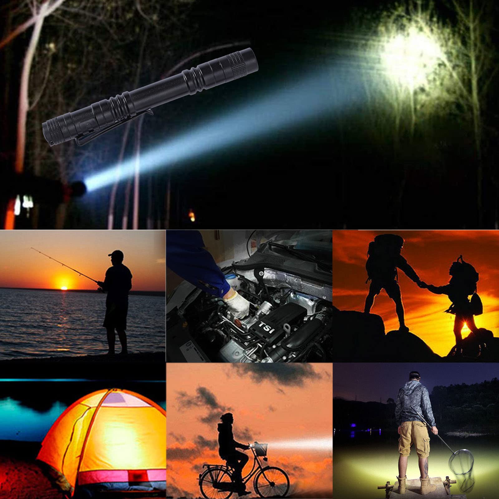 Mcopkrmo Led Pen Flashlight, 6Pcs Pocket Flashlights Super Bright Slim Pen Light With Clip Waterproof Penlight For Inspection, Repair, Emergency Powered By 2Aaa Battery (Not Included)