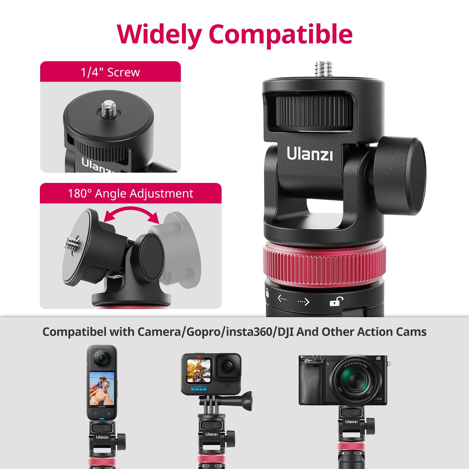 Ulanzi 59In Selfie Tripod For Camera - Mt-71 Invisible Long Extendable Selfie Vlog Handle Portable Lightweight Tripod Stand 7 Sections For Action Cameras