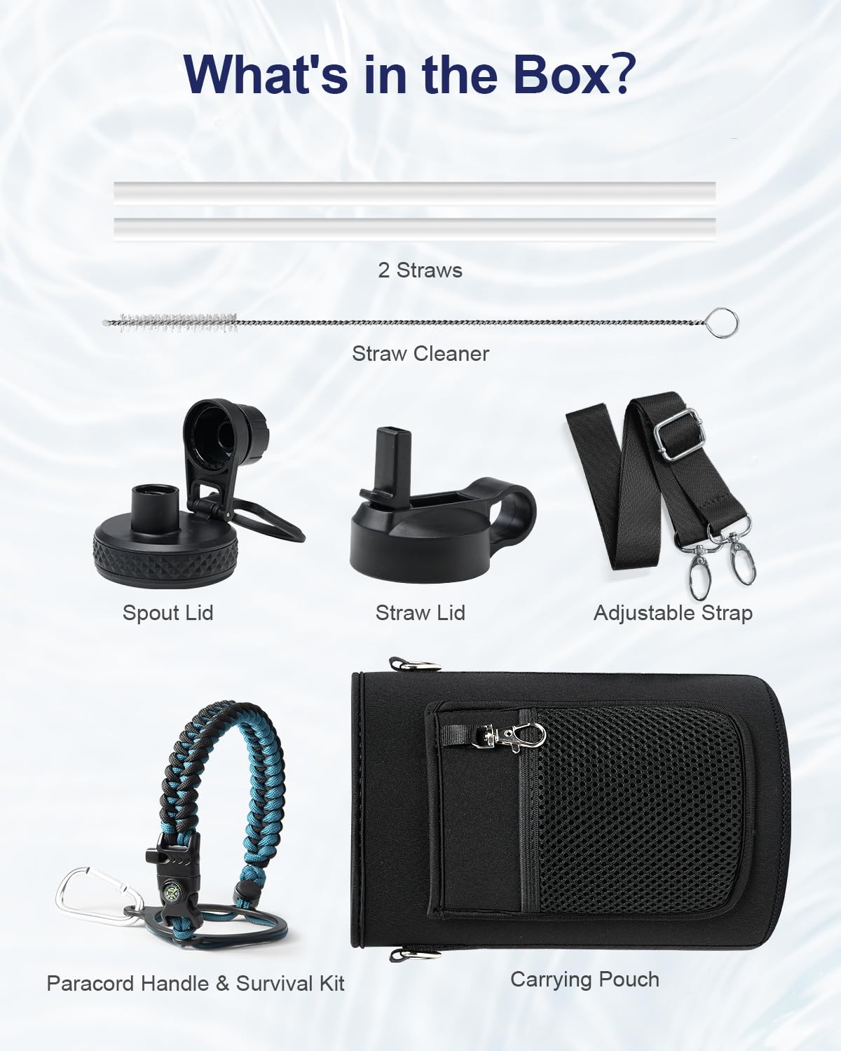 Inspi Insulated Water Bottle With Paracord Handle 64Oz,Indigo Black