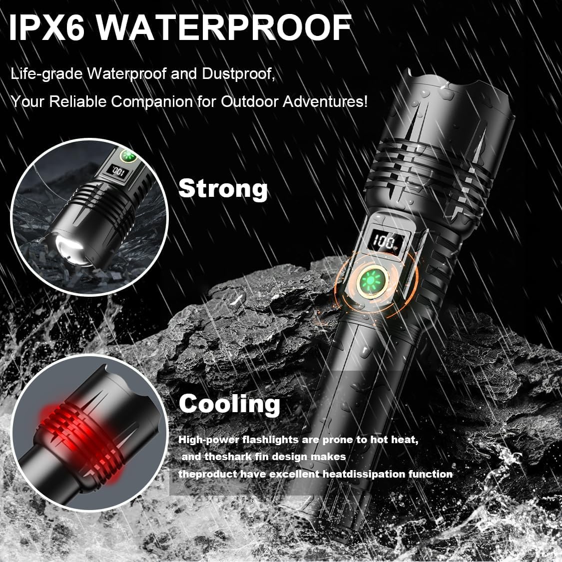 Bikacu Flashlights Led High Lumens Rechargeable, 1200000 Lumens Powerful Flashlight, Super Bright Tactical Flash Light, High Power Handheld Usb-C Flashlights, 5 Modes Waterproof & Zoomable For Camping