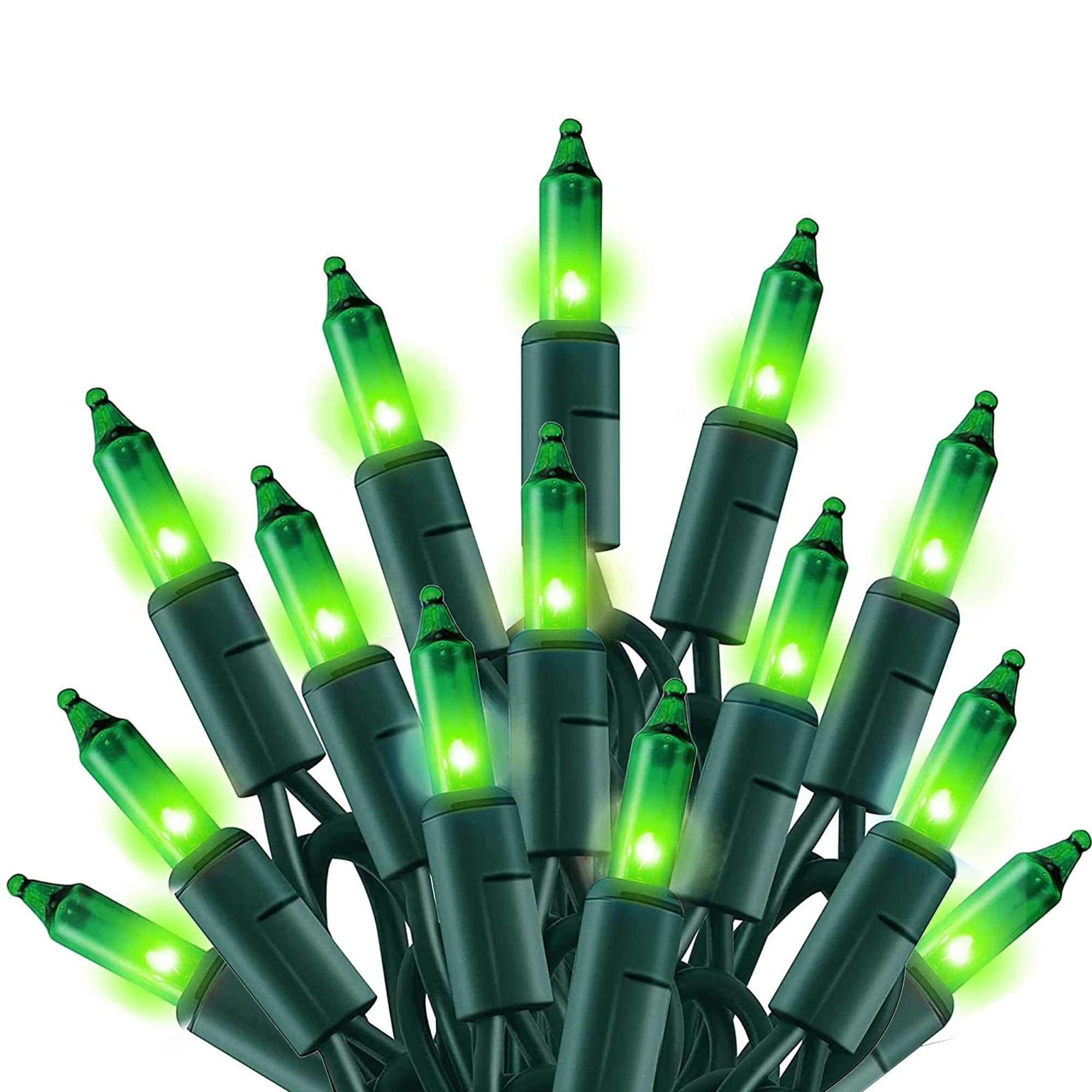 Tw Shine Green Christmas Lights, 20Ft 100 Count Incandescent Halloween Lights, Waterproof St. Patrick'S Day Decorations For Outdoor Indoor Xmas Tree Patio Home Party Garden Yard Decor