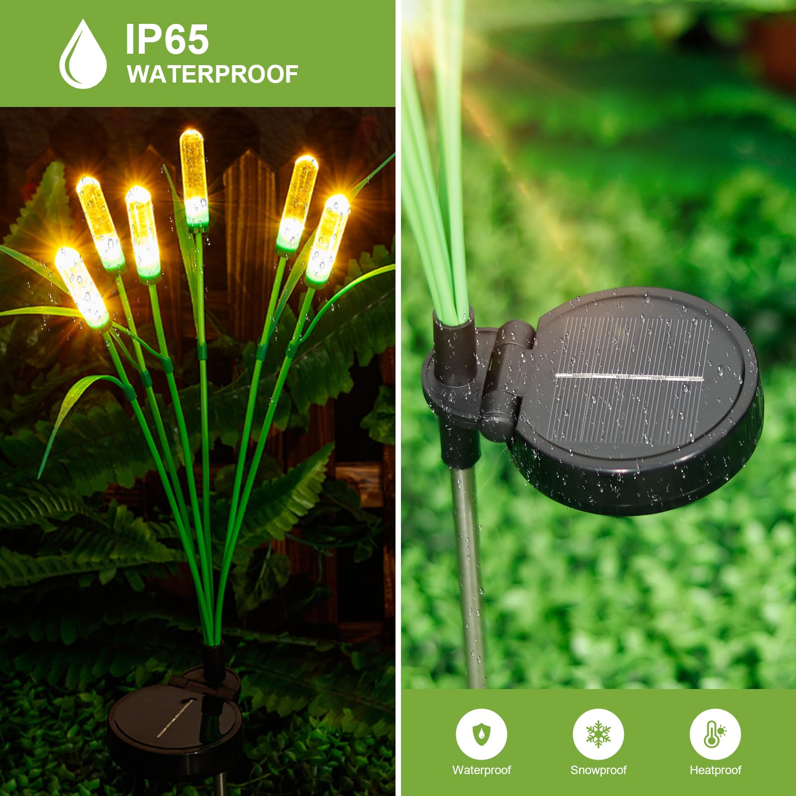 Sunlar Solar Outdoor Garden Lights,Led Solar Reed Swaying Lights For Garden Patio Yard Pathway Walkway Wedding Party Christmas Landscape Lighting (2 Pack)