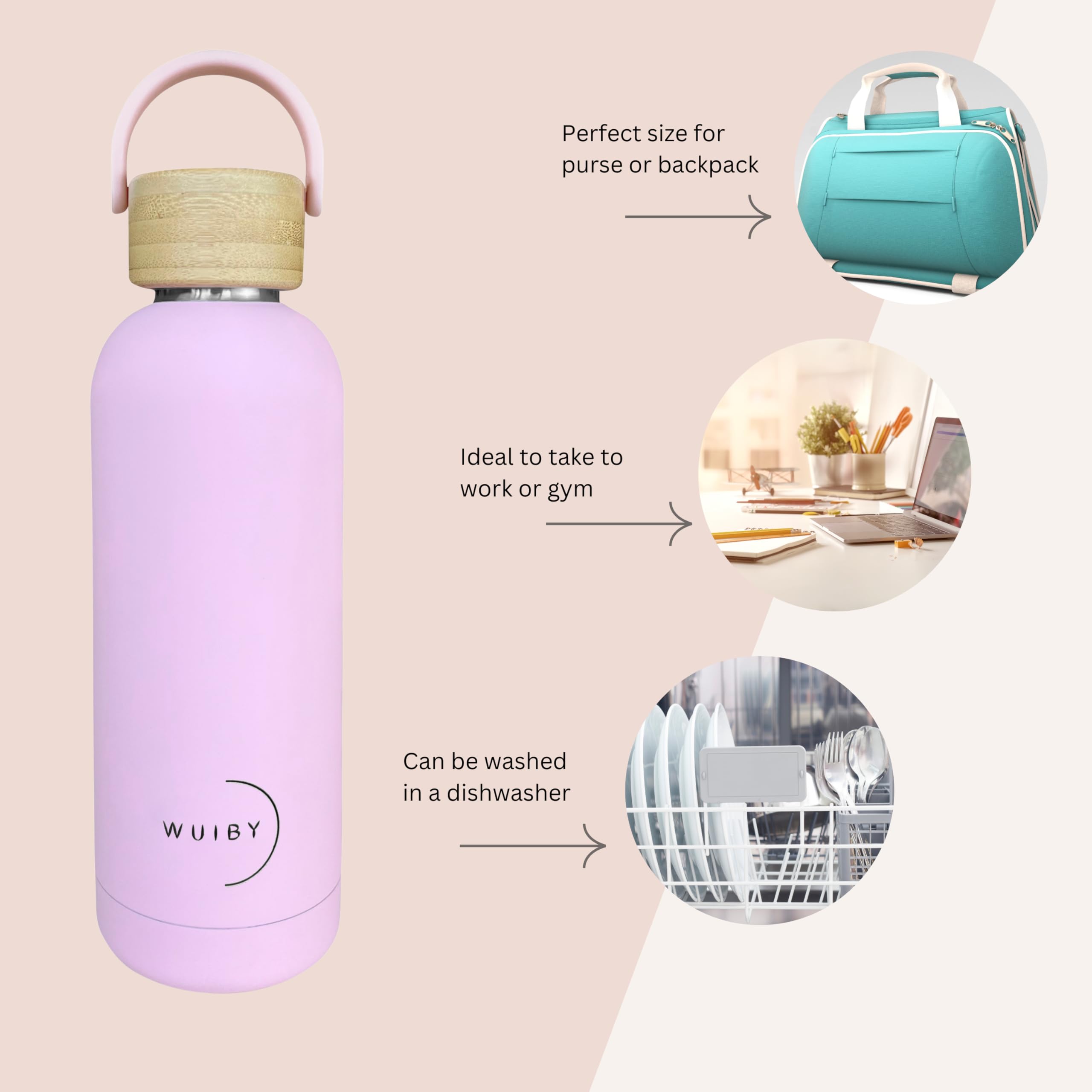 Insulated Stainless Steel Water Bottle - 17Oz - Bamboo Lid – Leak Proof Double Wall Travel, 12 Oz