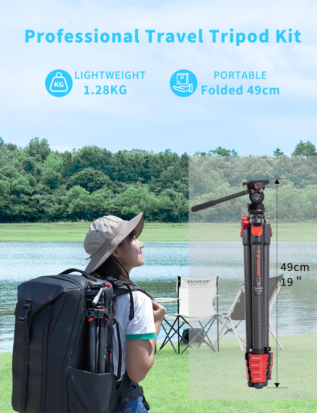 Ifootage Tc3B Carbon Fiber Video Tripod Kit With Head K3 For Canon Nikon Sony Dslr/Cameras, Ultra-Portable And Stable
