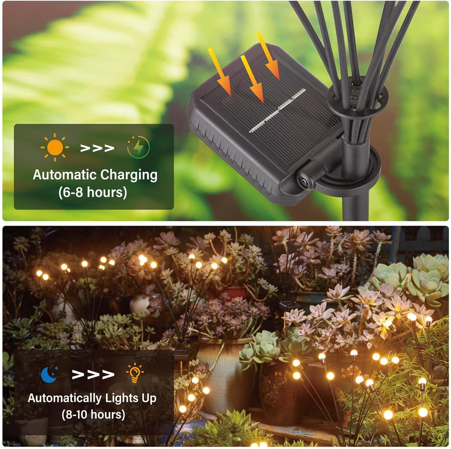 Crileal Solar Garden Lights 6Pack, 48Ledsolar Lights Outdoor, Firefly Lights Solar Outdoor,Fairy Lights，Garden Decor For Pathway Patio Walkway Yard Decorations,White Warm