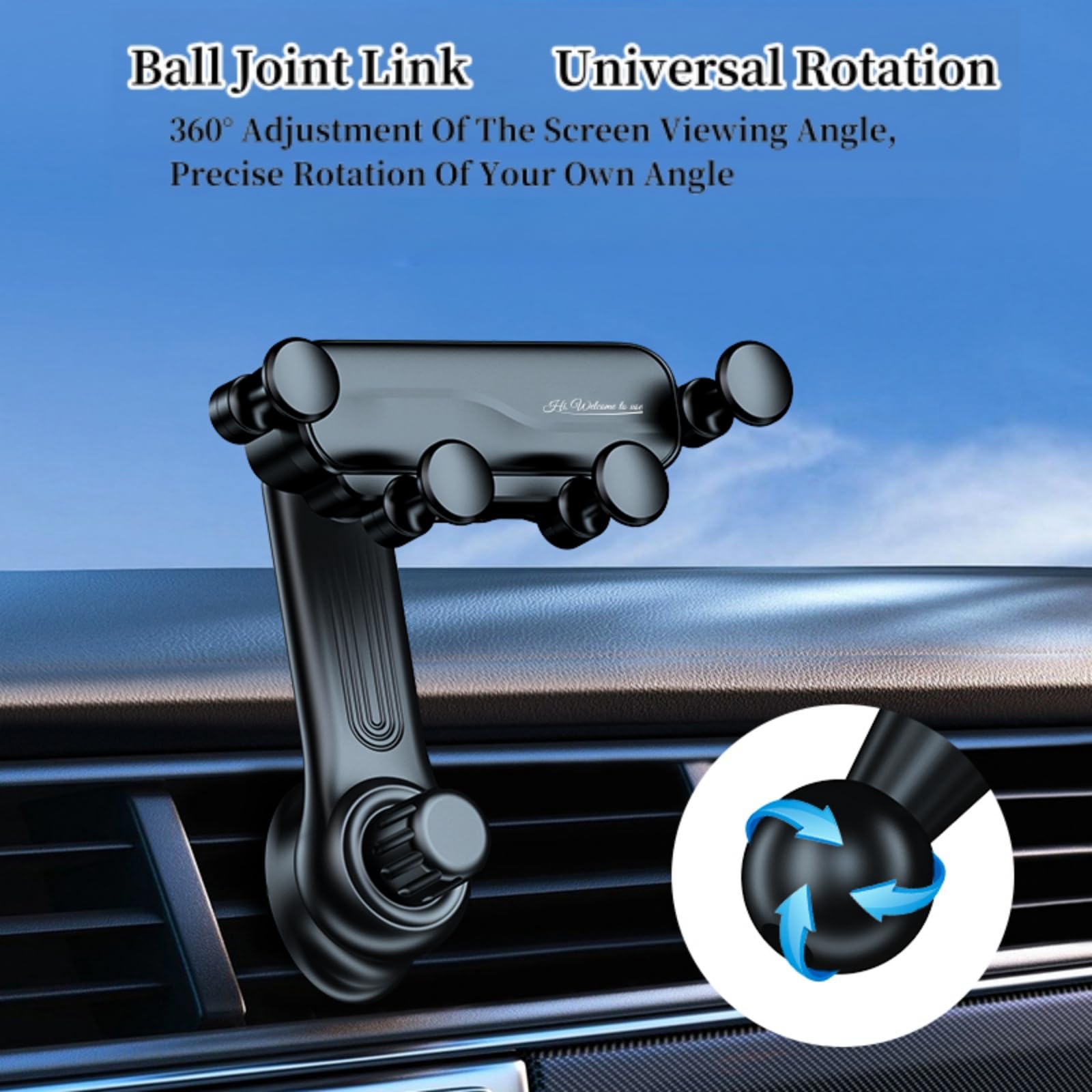 Qruilantu Car Vent Phone Mount Gravity Cell Phone Holder Never Blocking Vent With Rotatable Swing Arm Hands  Universal Extension Clip Air Phone Holder Car Fit For All Phones Iphone Samsung