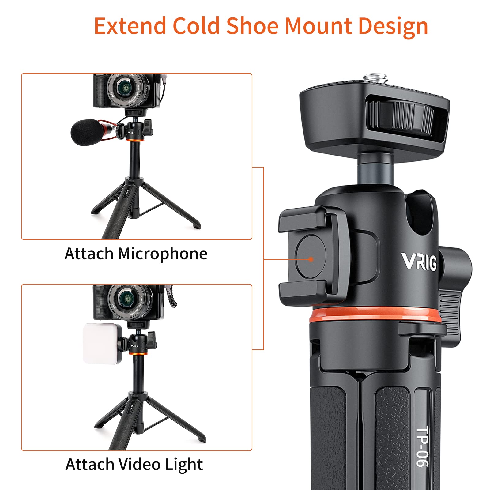 Vrig Select Uurig 21.6" Extension Pole Tripod, Mini Selfie Stick Tripod Stand Handle Grip For Dji Osmo Pocket 3 Webcam Canon G7X Mark Iii Sony Zv-1 Rx100 Vii A6400 A6600 Cameras Vlogging