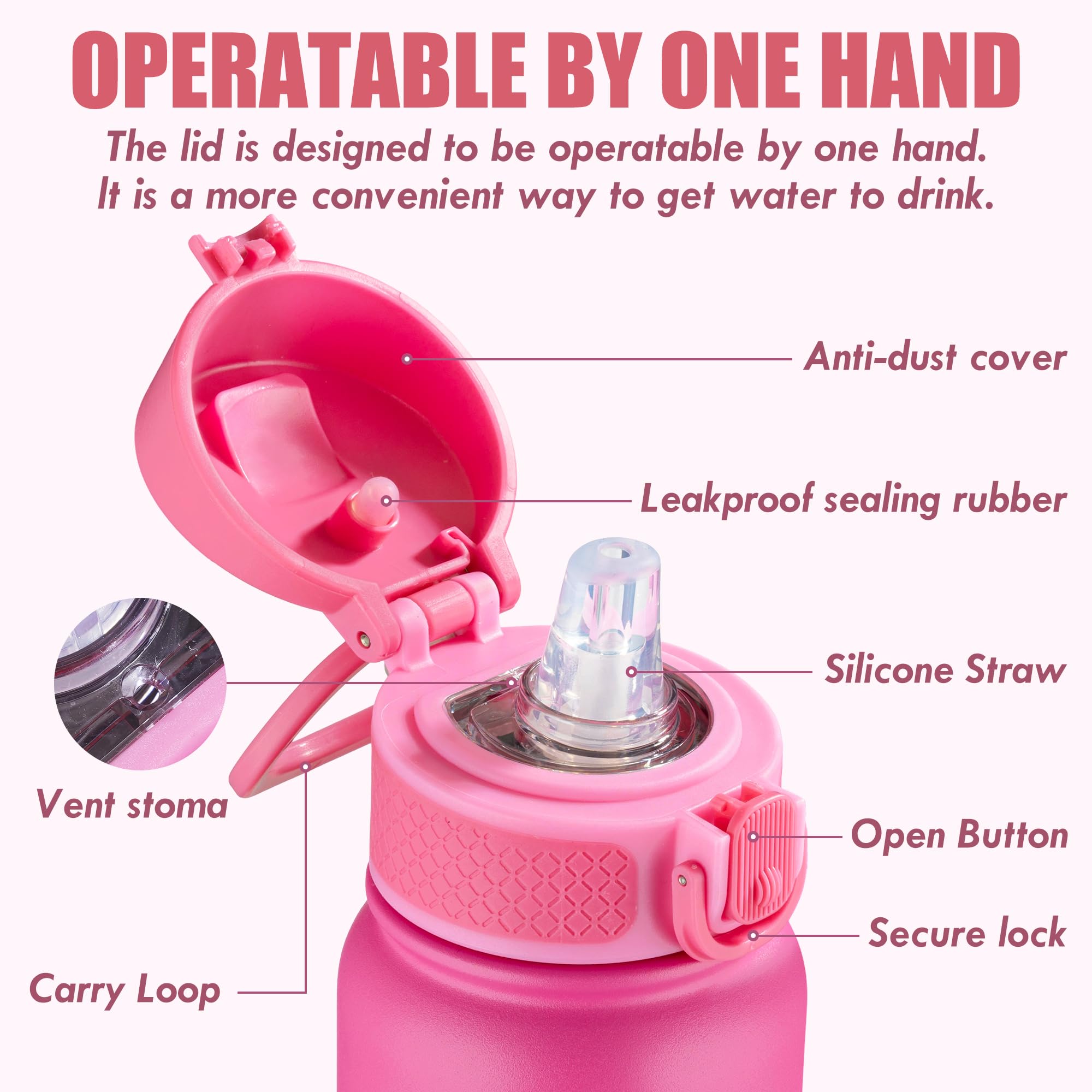 Oldley 12Oz Kids Water Bottle, Stainless Steel Insulated Water Bottle For Kids, With Straws Leak-Pr