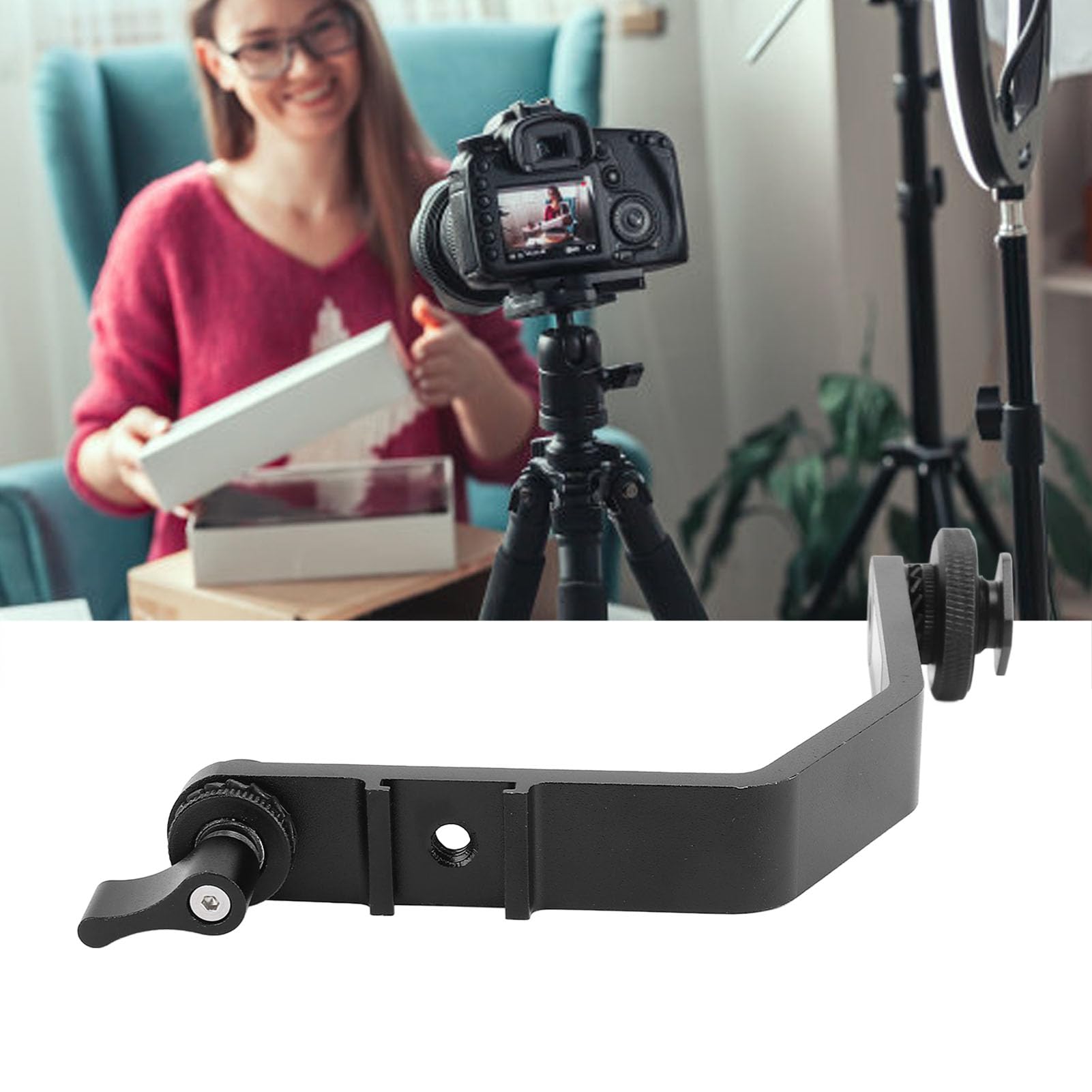 Gowenic Universal 4K Hd Multimedia Interface Camera Field Display Stabilizer Arm With 360 Degree Tilt, Led Light And Mic Expansion For F7 Fw703 Lut7S T7 7