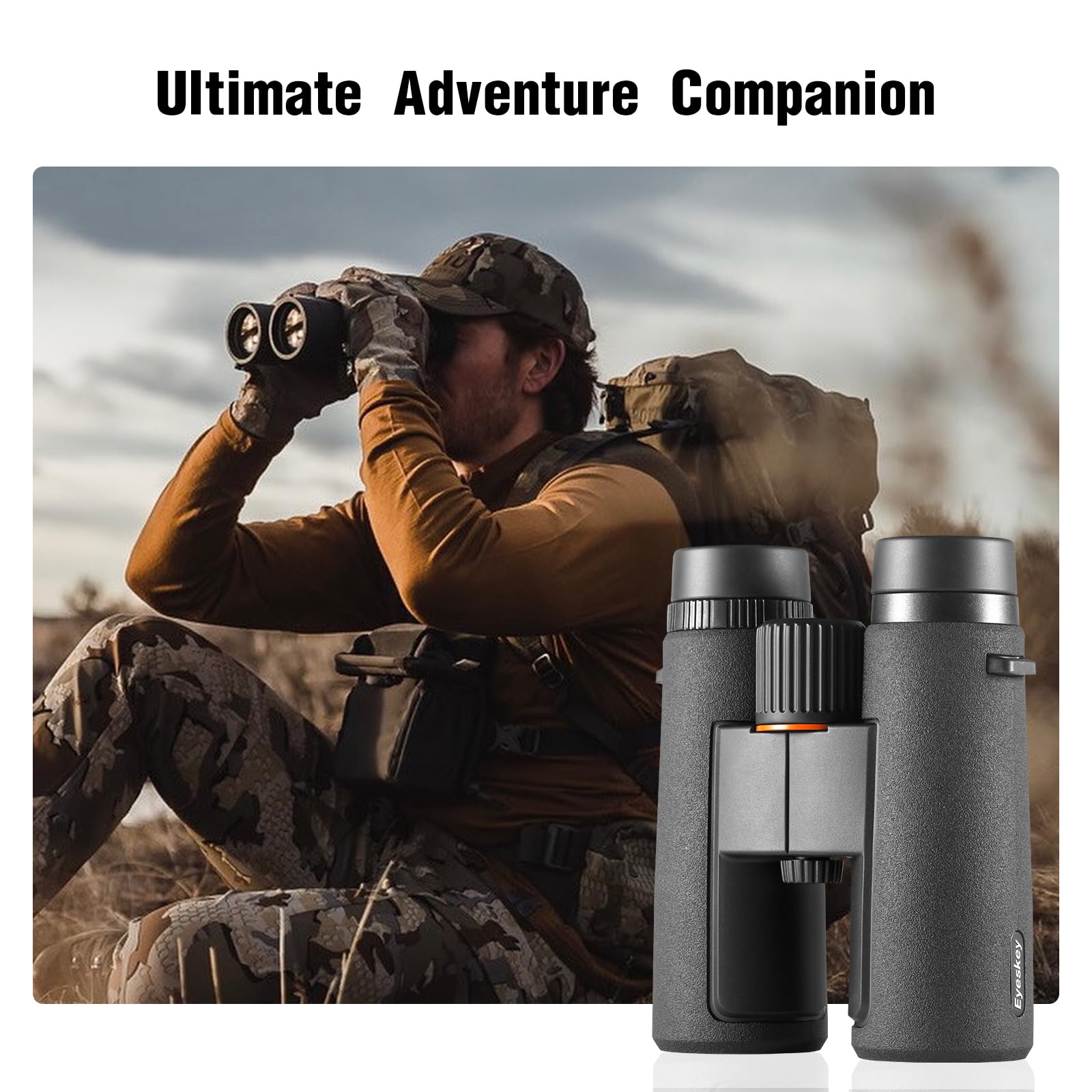 Eyeskey 10X42 Hd Binoculars For Adults High Powered With Low Light Night Vision – Lightweight Waterproof Binoculars With Smartphone Adapter For Hunting, Bird Watching, Stargazing & Outdoor Travel