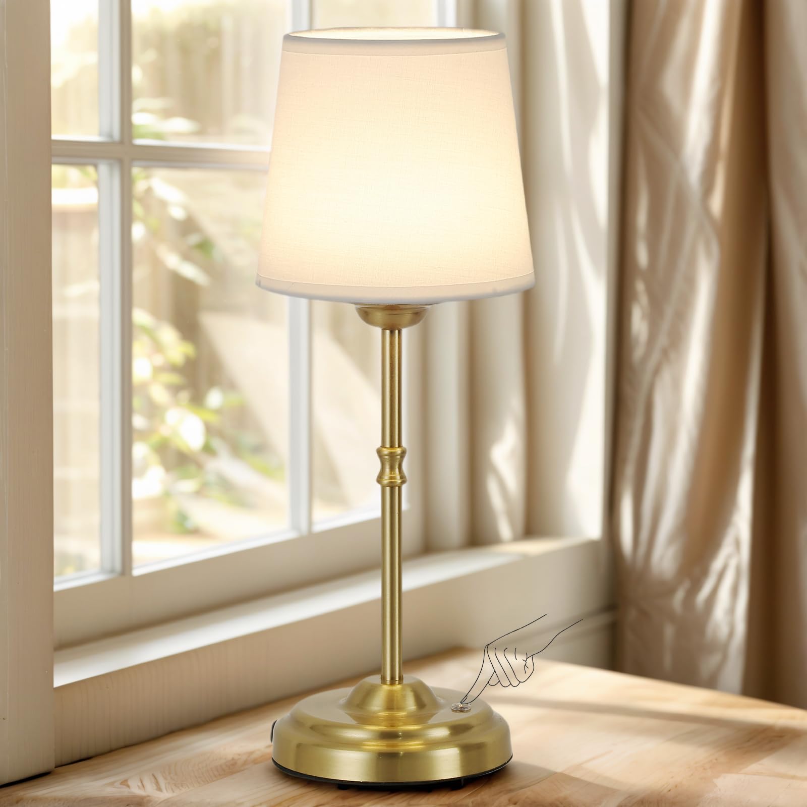 Bailoch Gold Vintage Portable Cordless Table Lamp With Remote, Mini Wireless Led Battery Powered Rechargeable Desk Lamp, 4000Mah Dimmable 3 Color Small Patio Table Lamp For Kithchen Home Dining,Brass