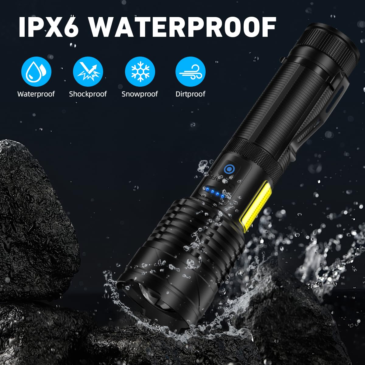 Bailinghai Flashlights High Lumens Rechargeable, 990,000 Lumen Led Super Bright Flashlight With 7 Light Modes, Ipx6 Waterproof, Powerful Handheld Flash Light For Home Camping Emergencies (Black)
