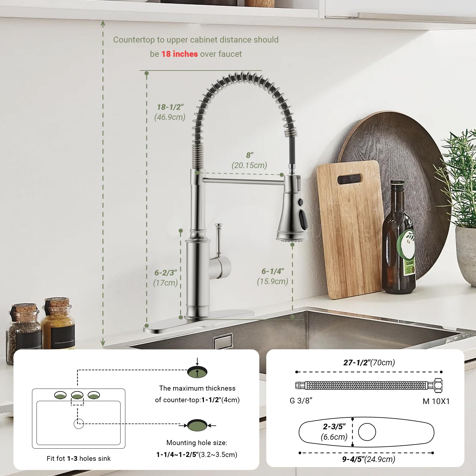 Blylund Commercial Kitchen Faucet With Pull Down Sprayer, One Hole Single Handle High Arc Pull Out Farmhouse Sink Faucets,Brushed Nickel