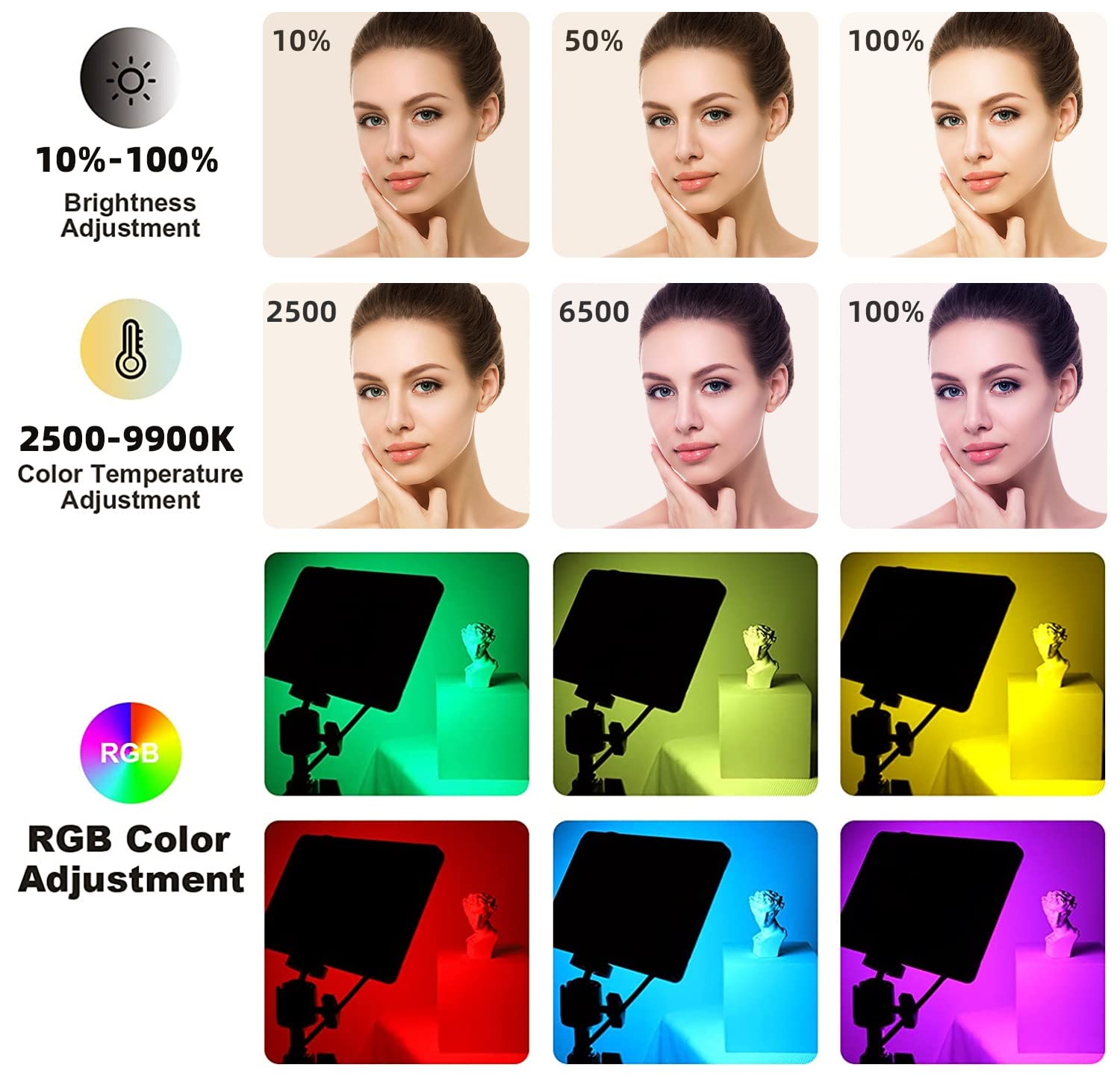 Youtin Photography Lighting Studio Lights 2-Pack Led Rgb Kit With Adjustable Tripod Stand, 2500-9900K Dimmable For Photo, Streaming, Vlogging, And Background Illumination, Compatible With Youtube